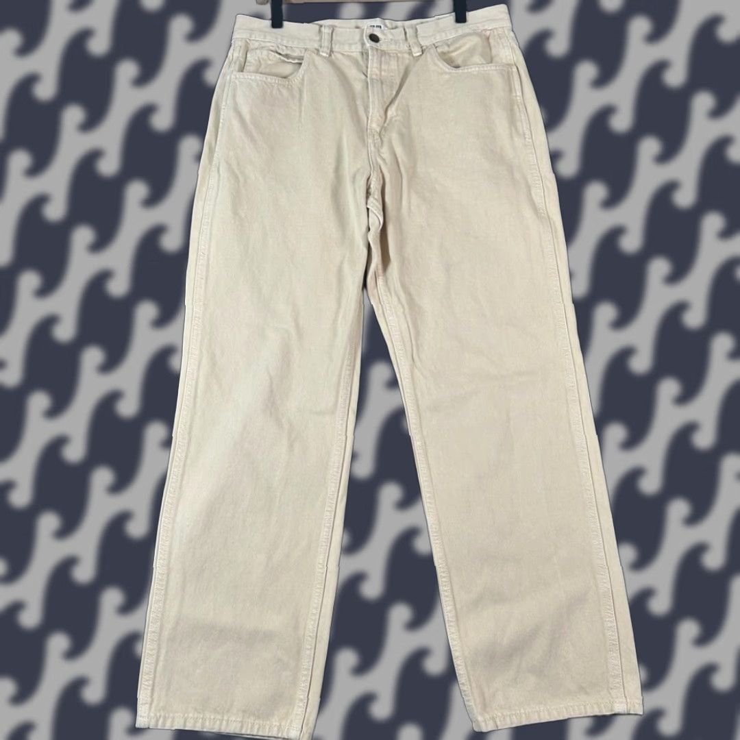 Uniqlo VINTAGE Uniqlo U Womens Wide Fit Curved Barrel Jeans Tan Beige Cotton Hemp Size 10 33in Size 32" / US 10 / IT 46 - 1 Thumbnail