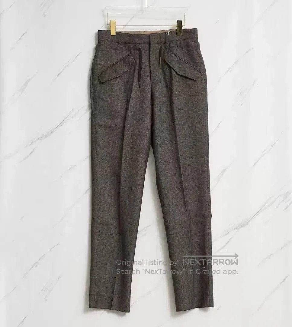 Saint Laurent Paris Saint Laurent Brown Check Drawstring Trousers. Size US 28 / EU 44 - 1 Thumbnail