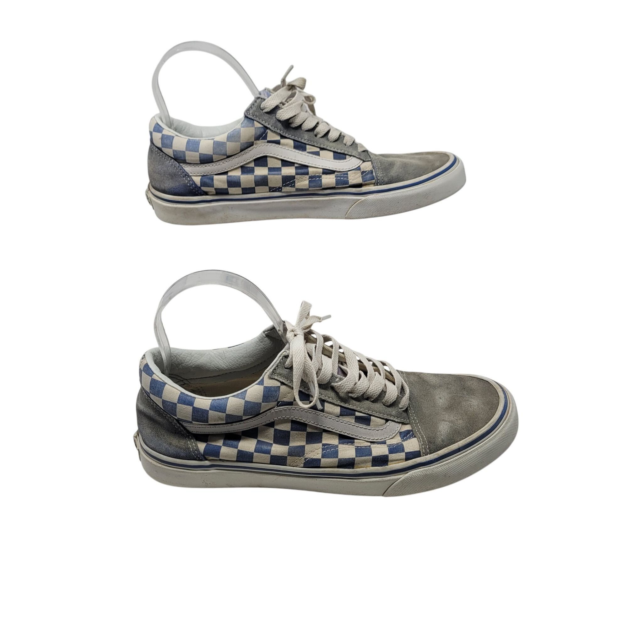Vans Vans Blue White Suede Checkered Old Skool Sneakers Sz 9.5 Me Size US 9.5 / EU 42-43 - 4 Thumbnail