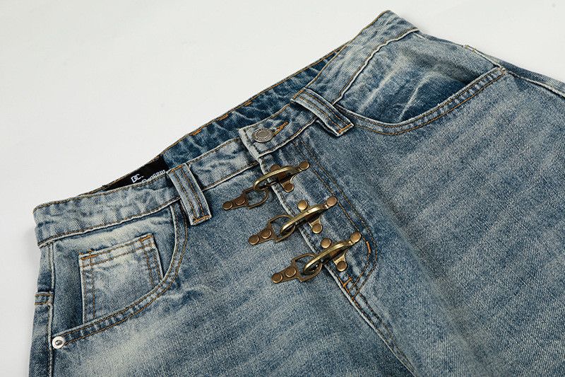 Vintage Retro button men's washed casual scimitar jeans Size US 32 / EU 48 - 3 Thumbnail