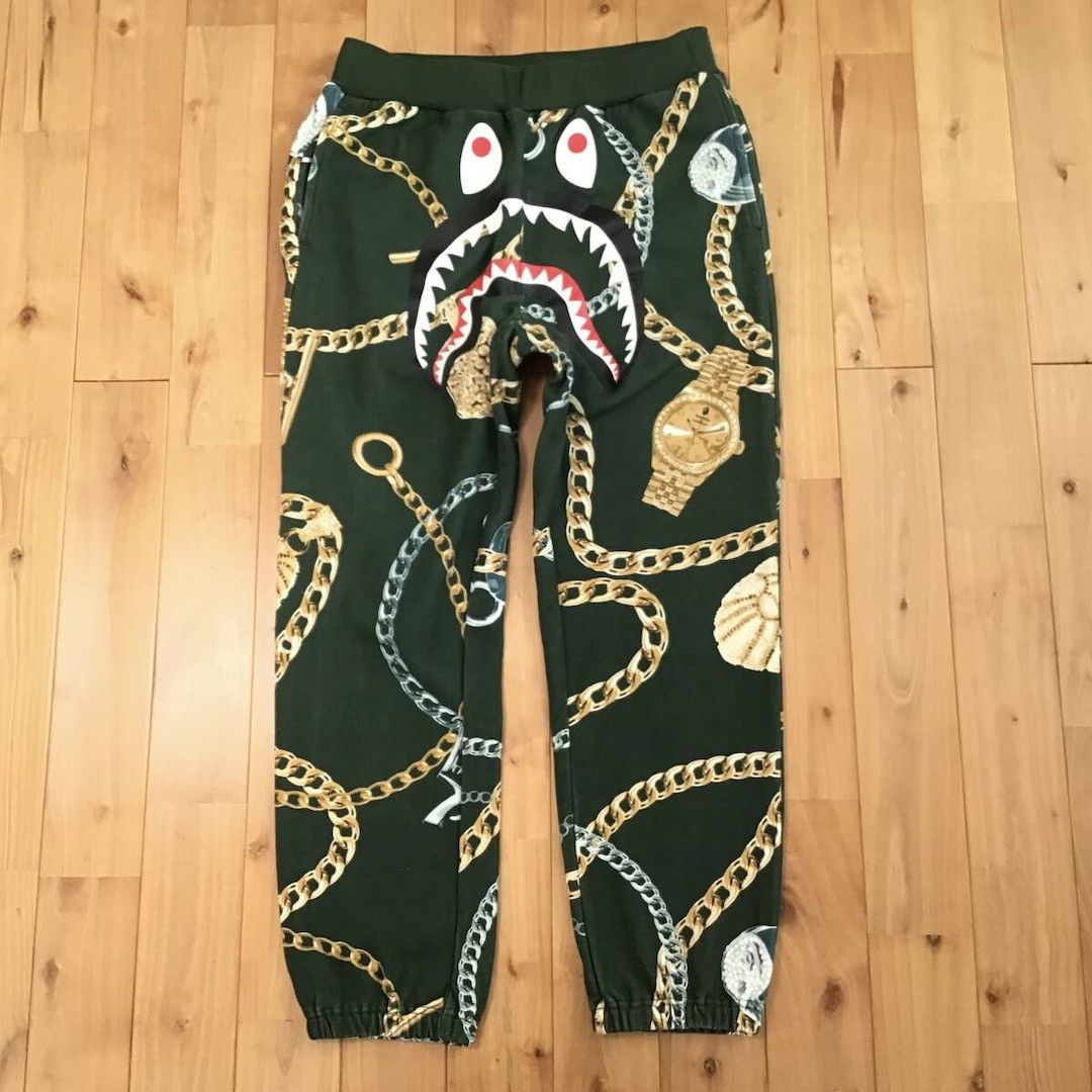 Bape BAPE JEWELS Shark Sweat pants Green a bathing ape ★size M Size US 32 / EU 48 - 1 Thumbnail