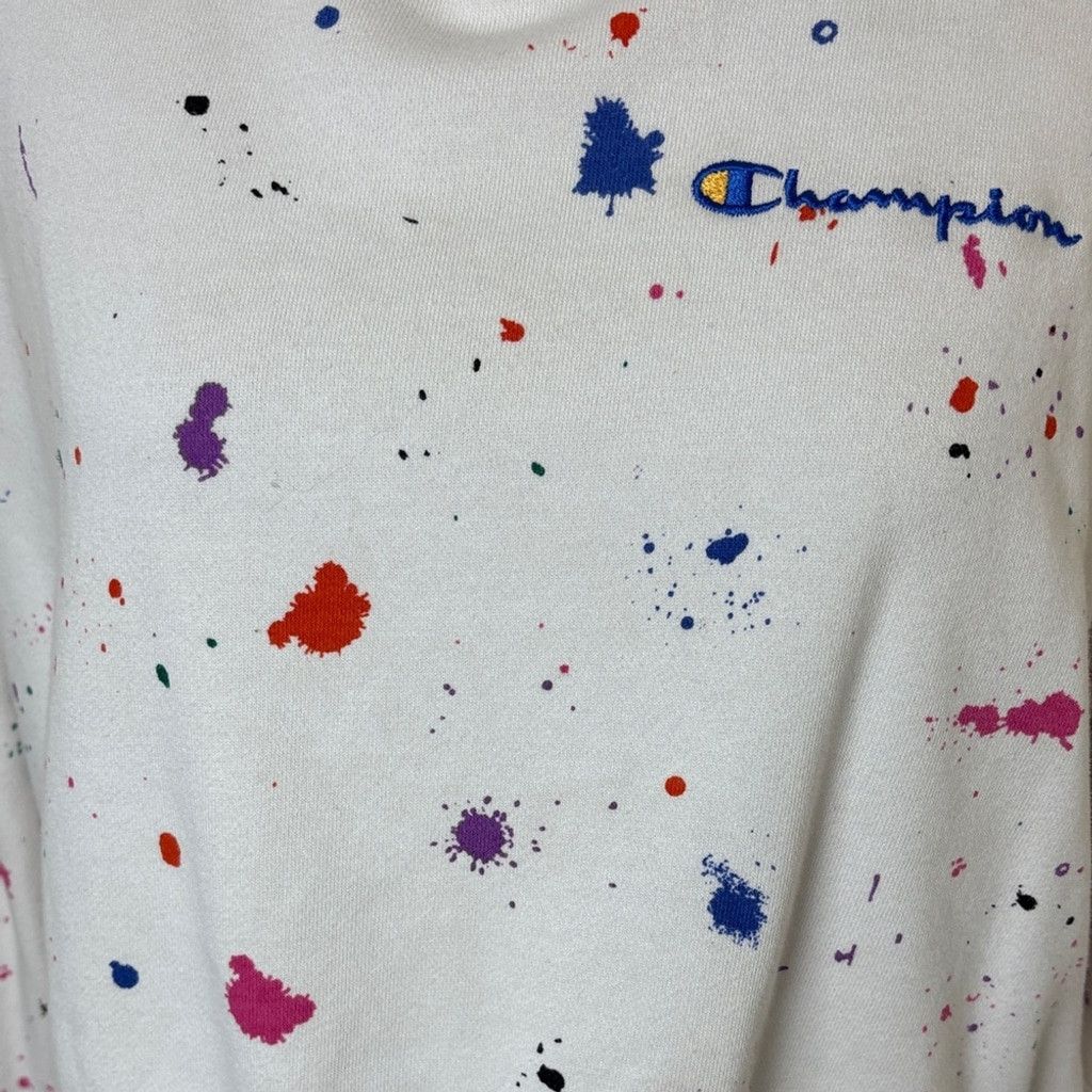 Champion Champion White Cropped Sweatshirt Multi Splatters XS Vintage Size XS / US 0-2 / IT 36-38 - 3 Thumbnail