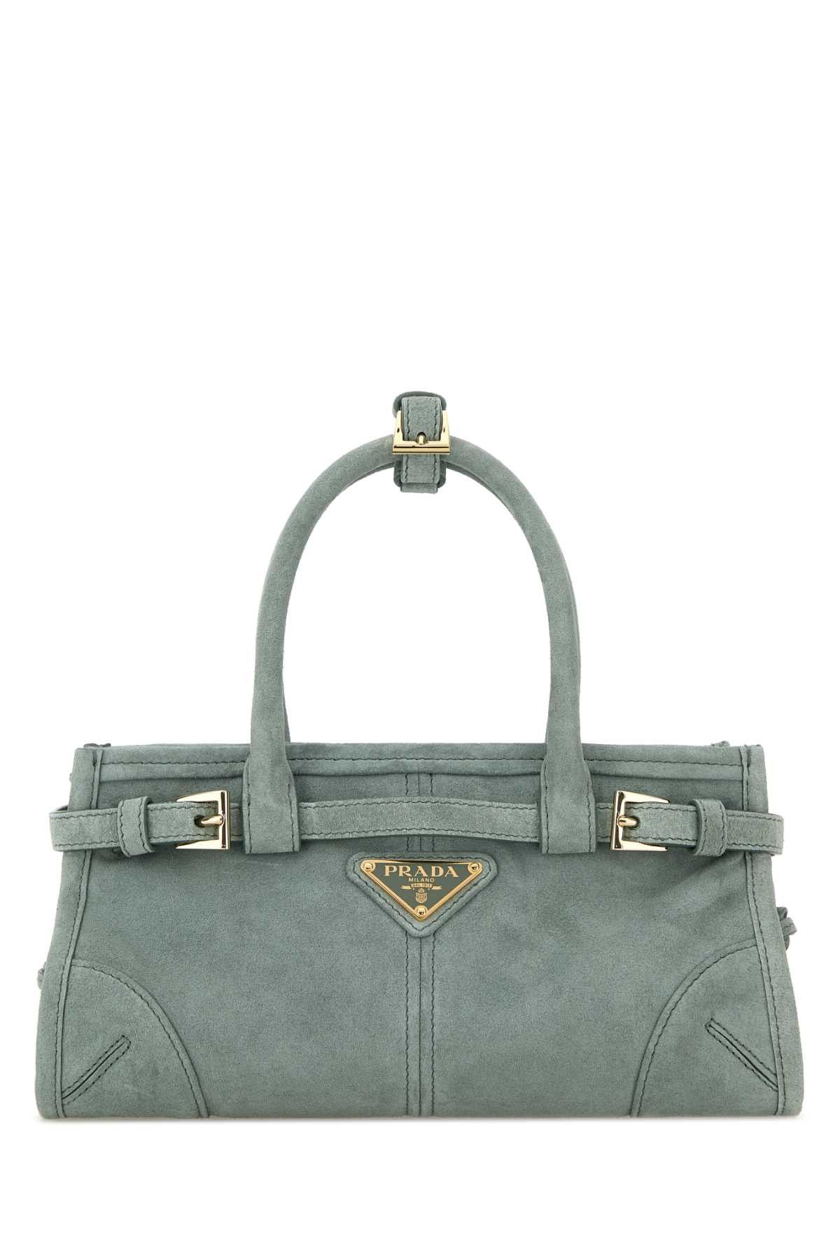 Prada Sea Green Suede Mini Prada Bonnie Handbag Size ONE SIZE - 1 Thumbnail