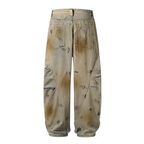 Japanese Brand × Jean Men's punk ink-splashed washed distressed scimitar jeans Size US 32 / EU 48 - 2 Thumbnail