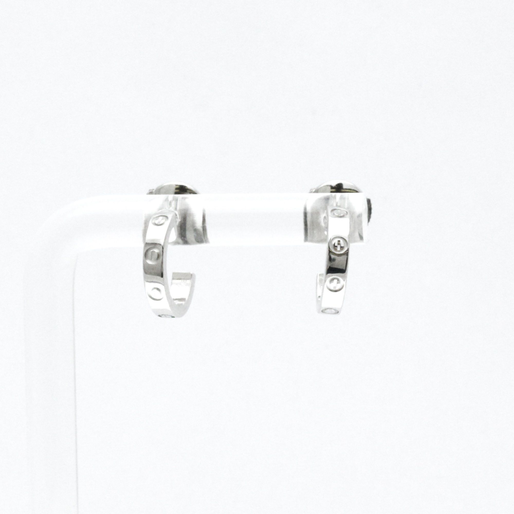 image of Cartier Mini Love Earrings No Stone White Gold (18K) Half Hoop Earrings Silver, Women's
