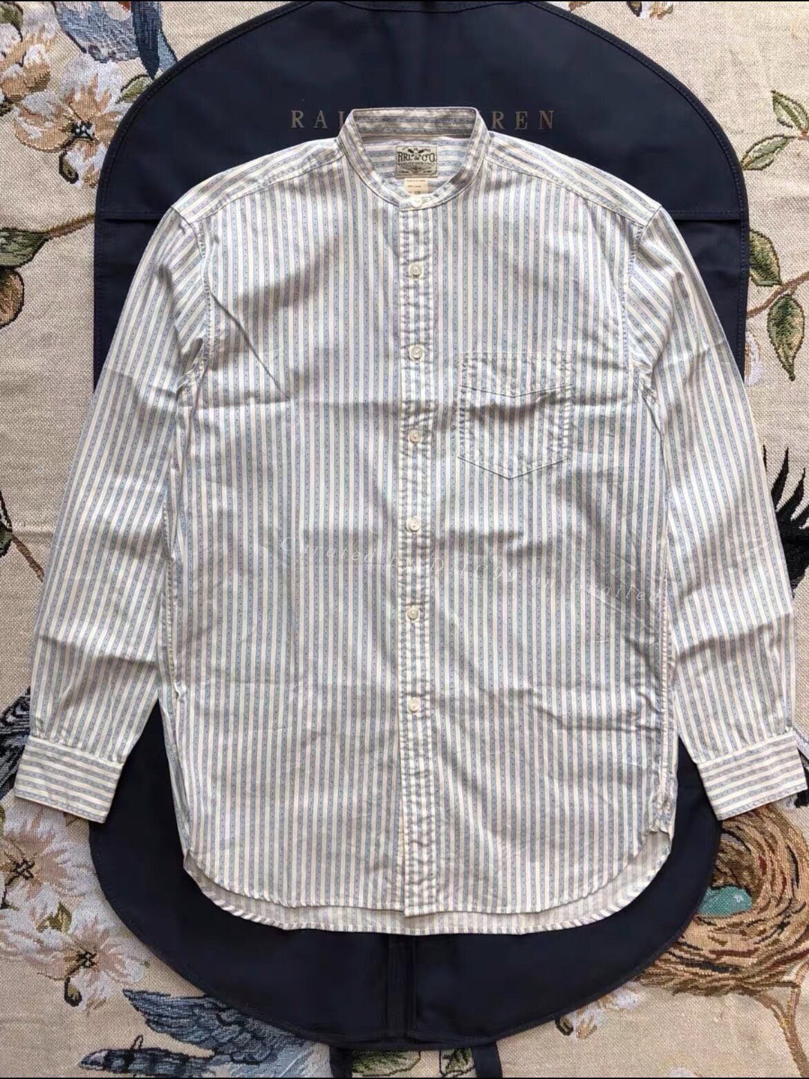 RRL Ralph Lauren RRL Striped Collarless Shirt Size US S / EU 44-46 / 1 - 1 Thumbnail