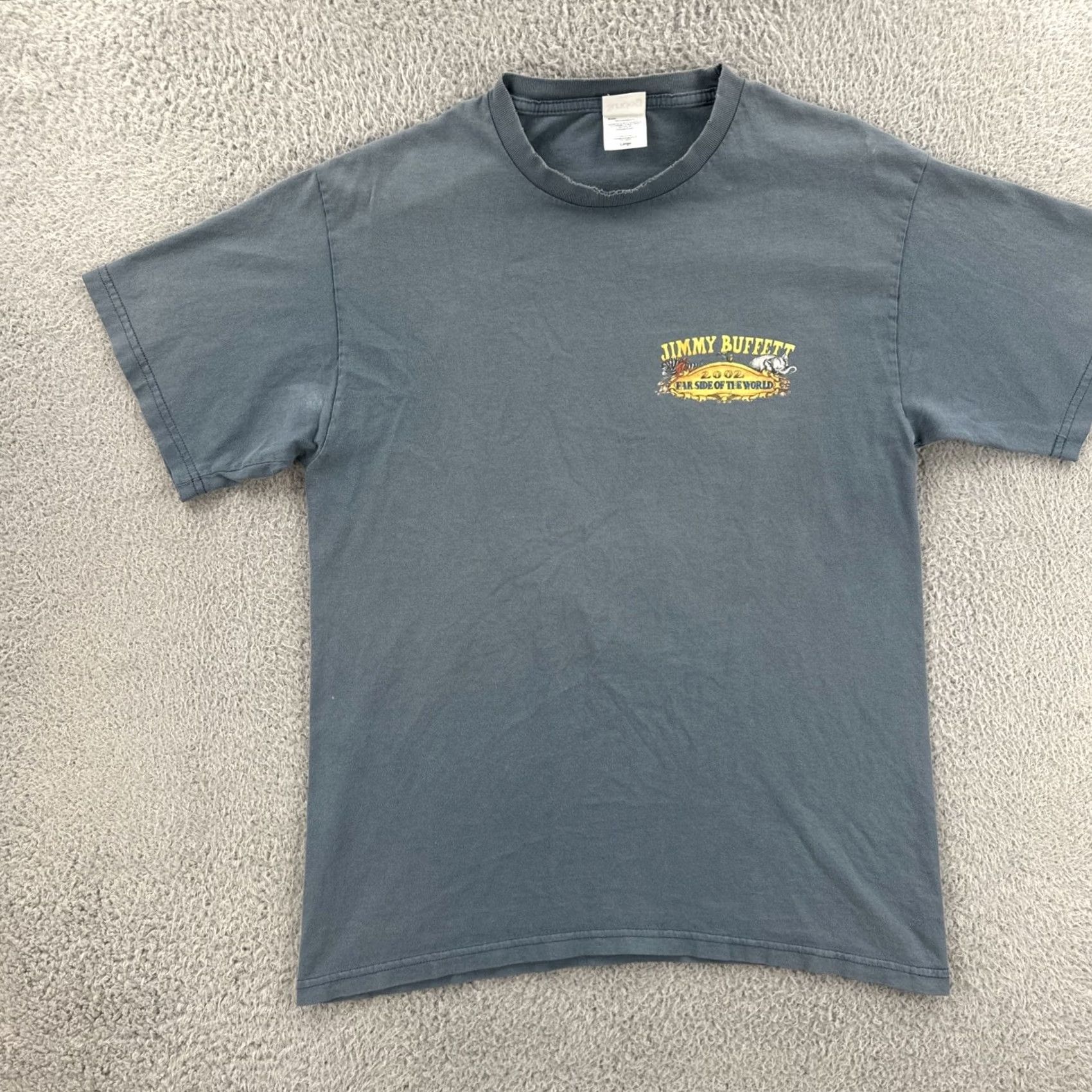 Vintage VINTAGE Sundog Men’s T-Shirt Graphic Print 2002 Jimmy Buffet Far Side Of The World Concert Tour Tee L Blue Mens Regular Short Sleeve Crew Neck Size US L / EU 52-54 / 3 - 3 Thumbnail