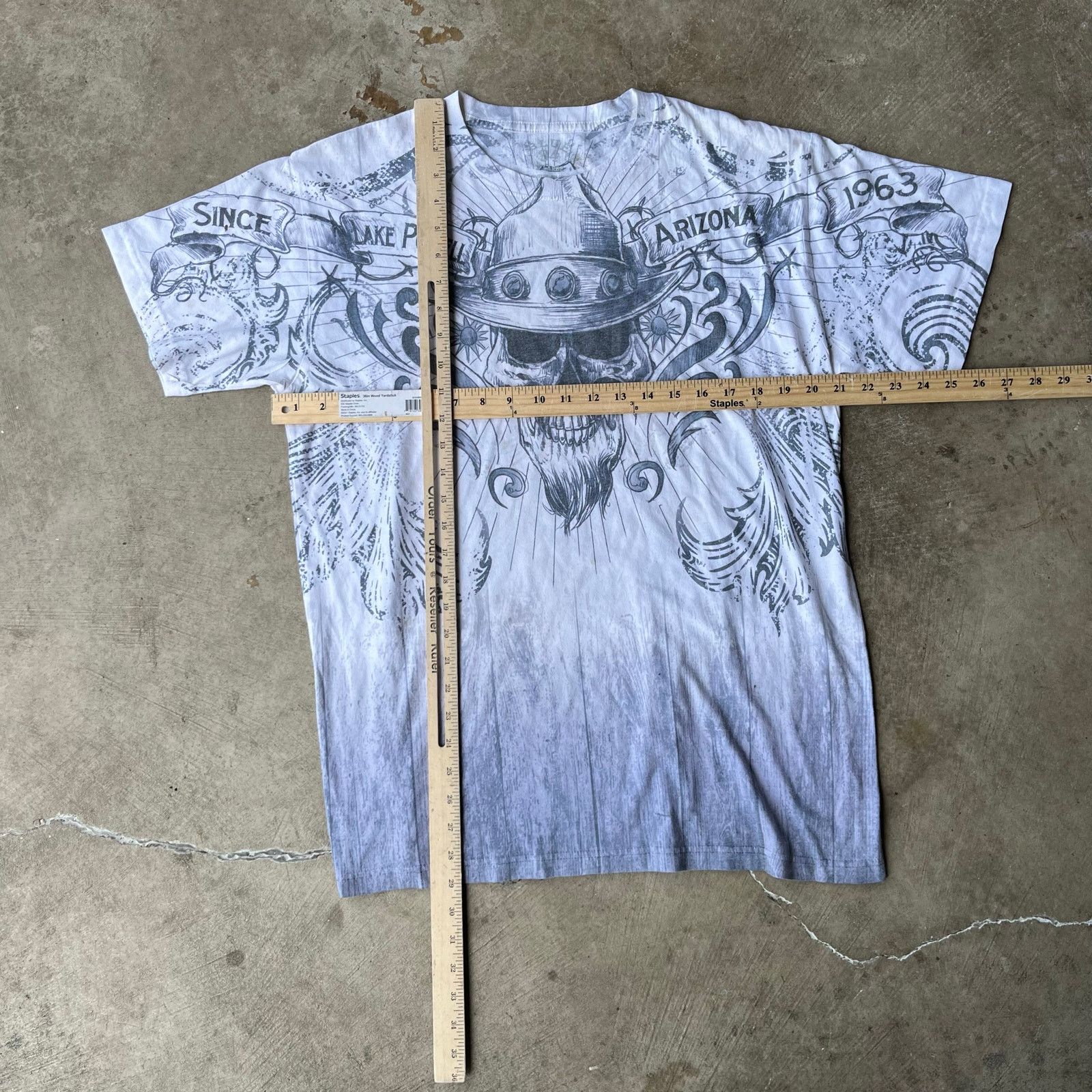 Vintage VINTAGE Y2K SKULL AOP SHIRT GRUNGE BLUE 64 XL BAGGY Size US XL / EU 56 / 4 - 5 Thumbnail