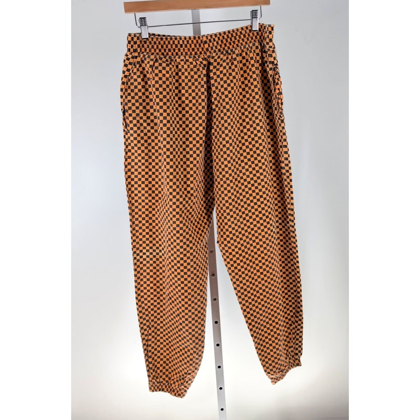 Vintage C-YA in California Vintage Pants L USA Orange Checkerboard Jogger 80s Skater Art Parachute Cotton Hip Hop Mens L Orange 1980s USA Size US 31 - 3 Thumbnail
