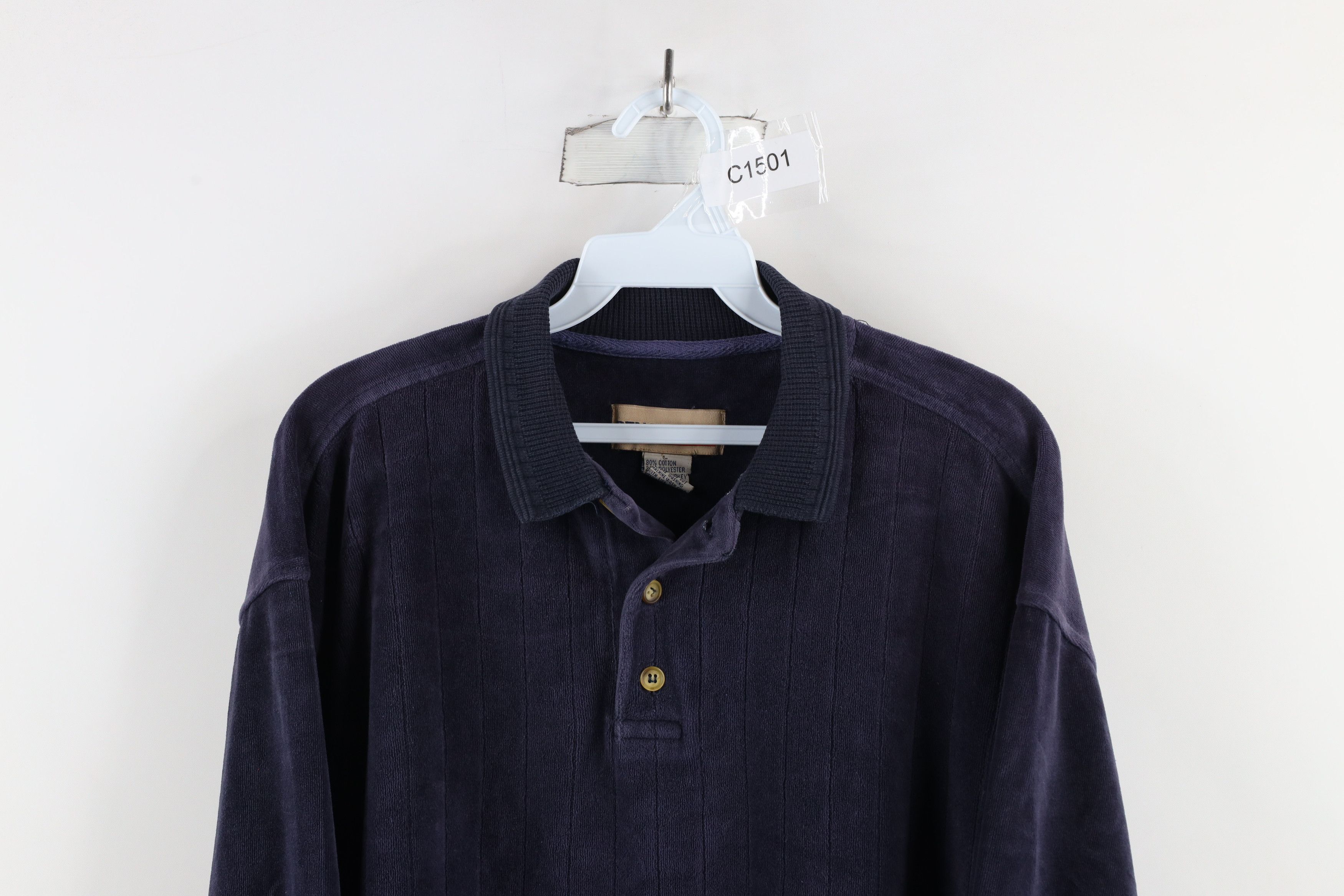 Vintage Vintage 90s Streetwear Striped Velour Long Sleeve Rugby Polo Size US L / EU 52-54 / 3 - 2 Thumbnail