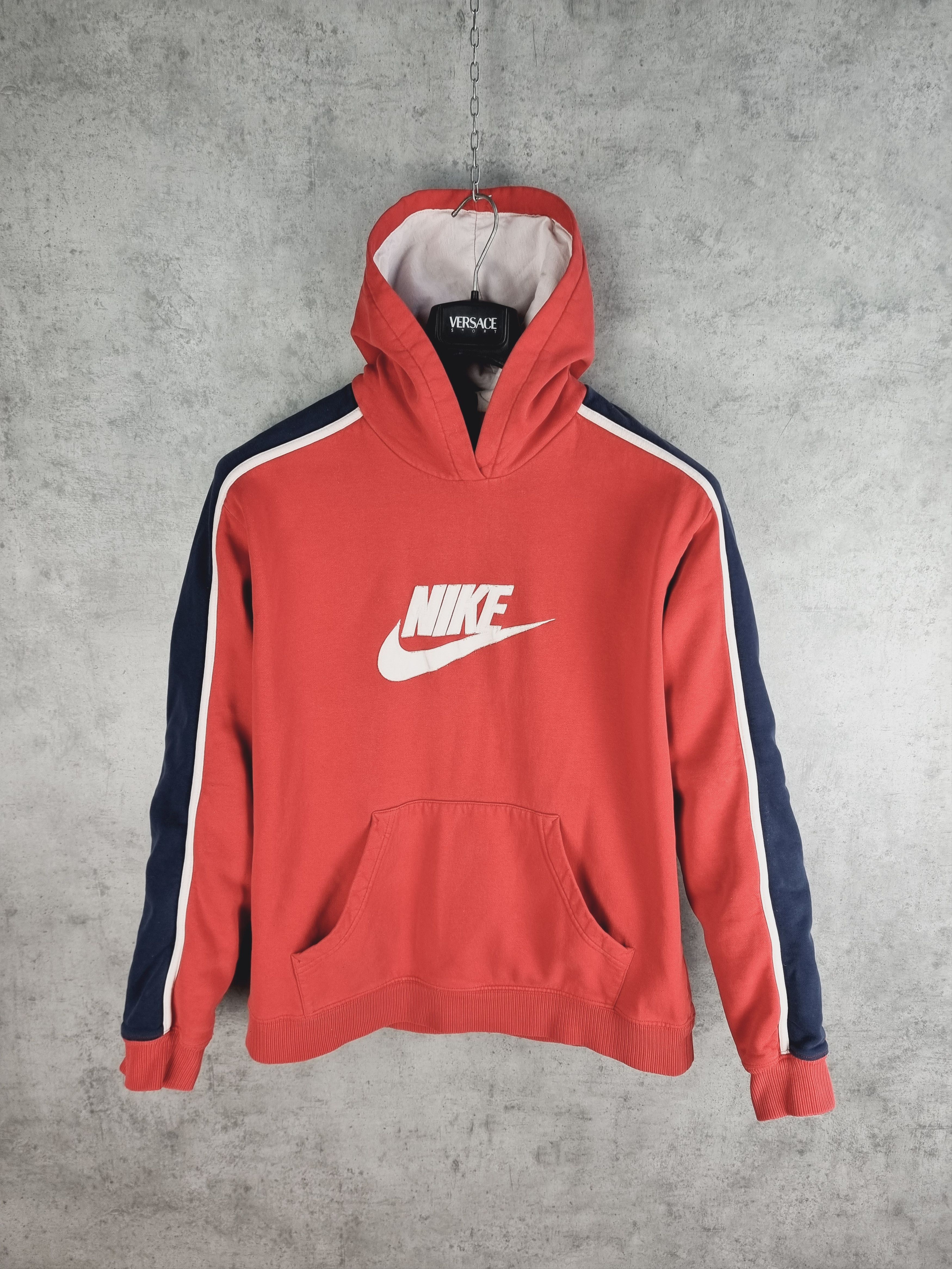 Nike × Vintage 90s Faded Nike Red Hoodie Sweatshirt Size US M / EU 48-50 / 2 - 1 Thumbnail