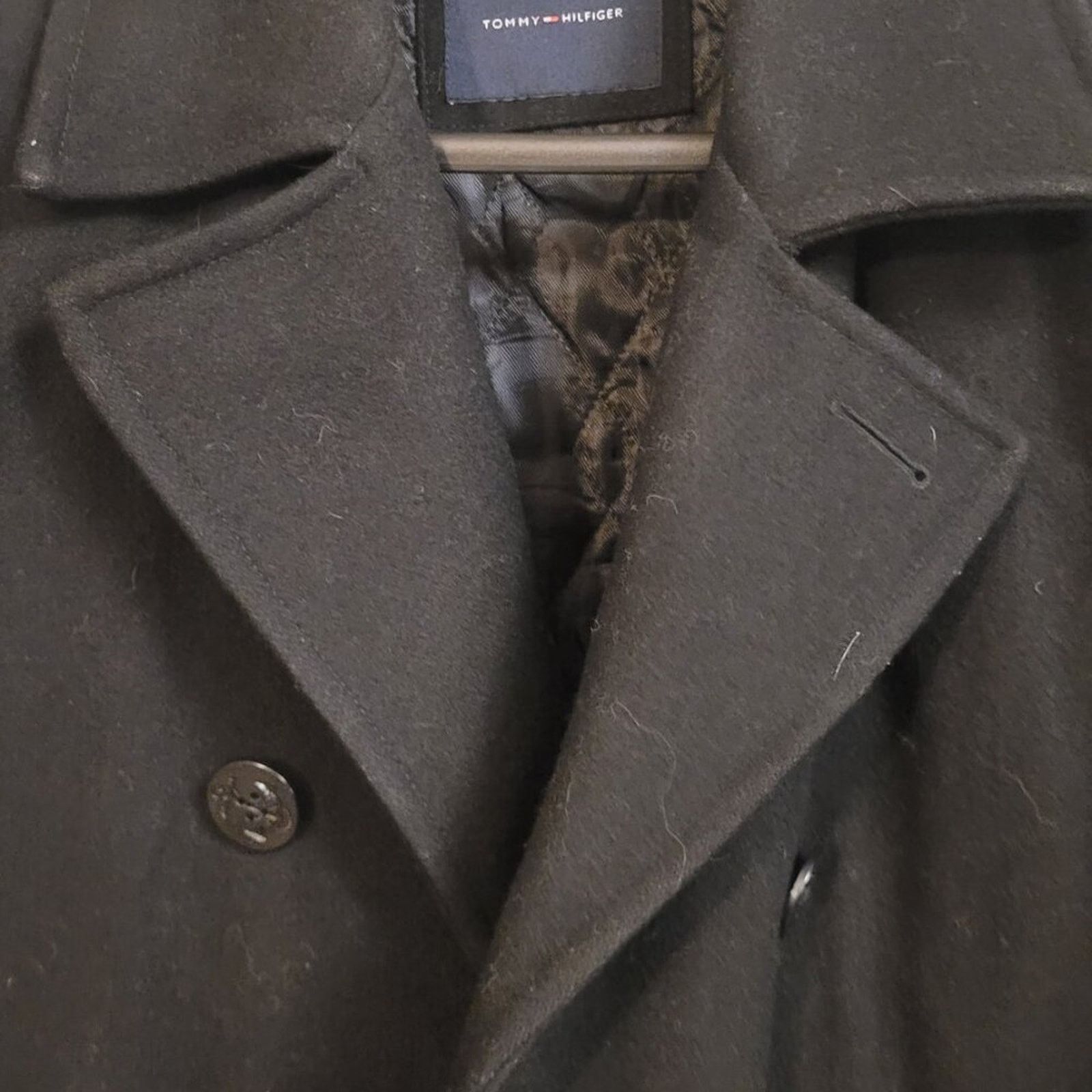 Tommy Hilfiger Tommy Hilfiger Black Wool Blend Double Breasted Peacoat Size US L / EU 52-54 / 3 - 2 Thumbnail