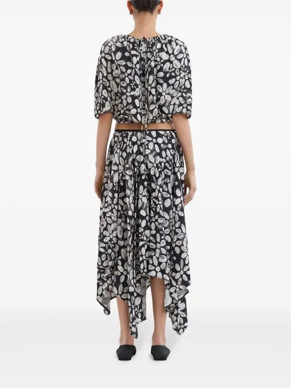 Marni o1w1db11125 Floral-Print Midi Skirt in Black Size 26" / US 2 / IT 38 - 3 Thumbnail