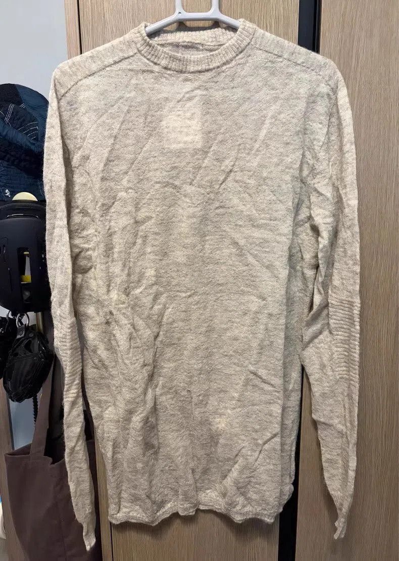 Rick Owens Beige Long-Sleeve Knit Sweater Size L. Size US L / EU 52-54 / 3 - 1 Thumbnail