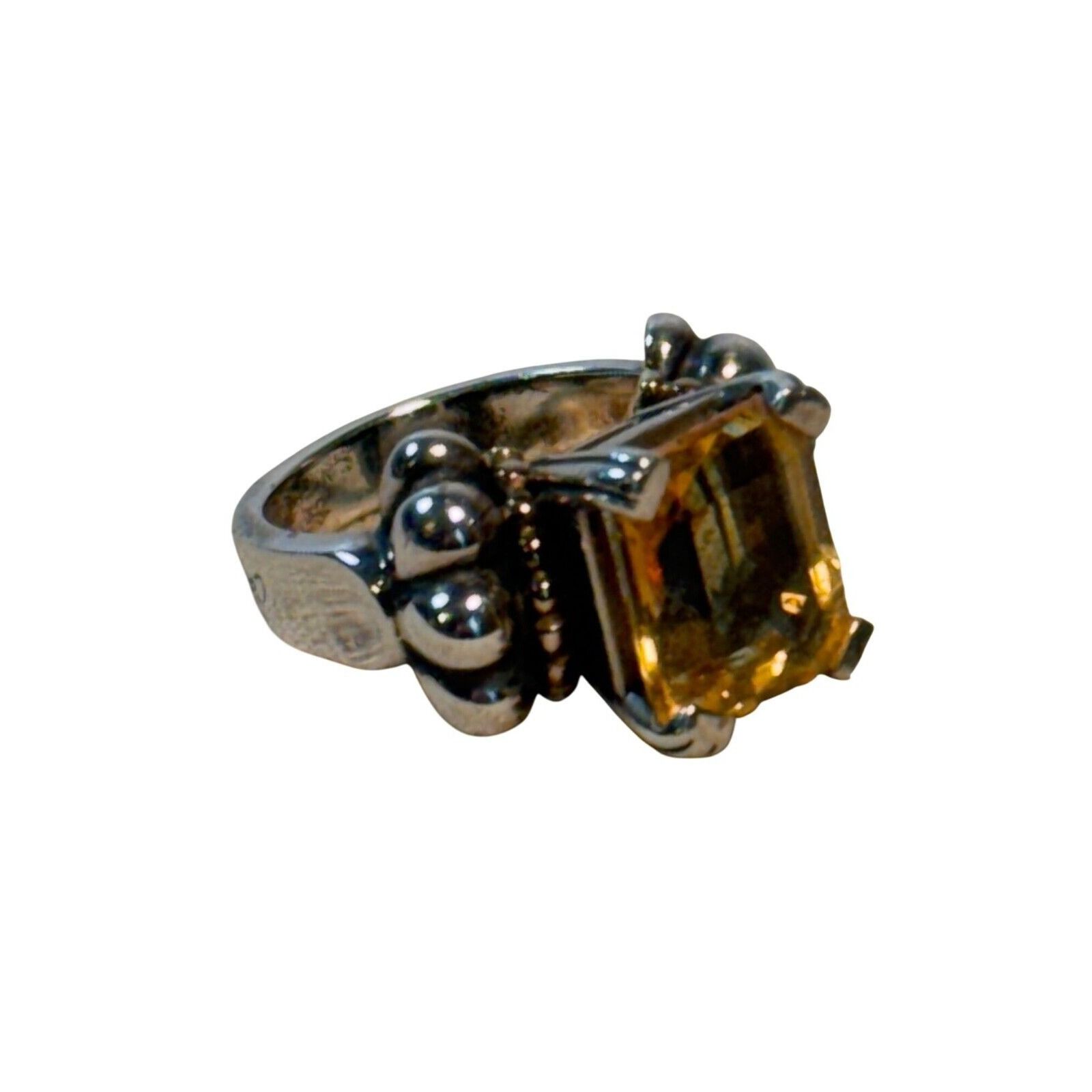 Other LAGOS CAVIAR Sterling Silver & 18K Gold Emerald Cut CITRINE Size ONE SIZE - 13 Thumbnail
