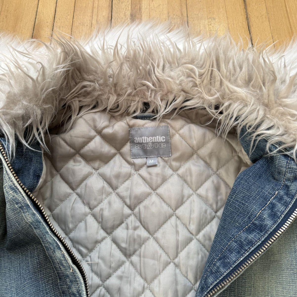 If Six Was Nine 📌 Crazy Y2K Fur Sherpa 00s Vintage Denim Jacket Size M / US 6-8 / IT 42-44 - 7 Thumbnail