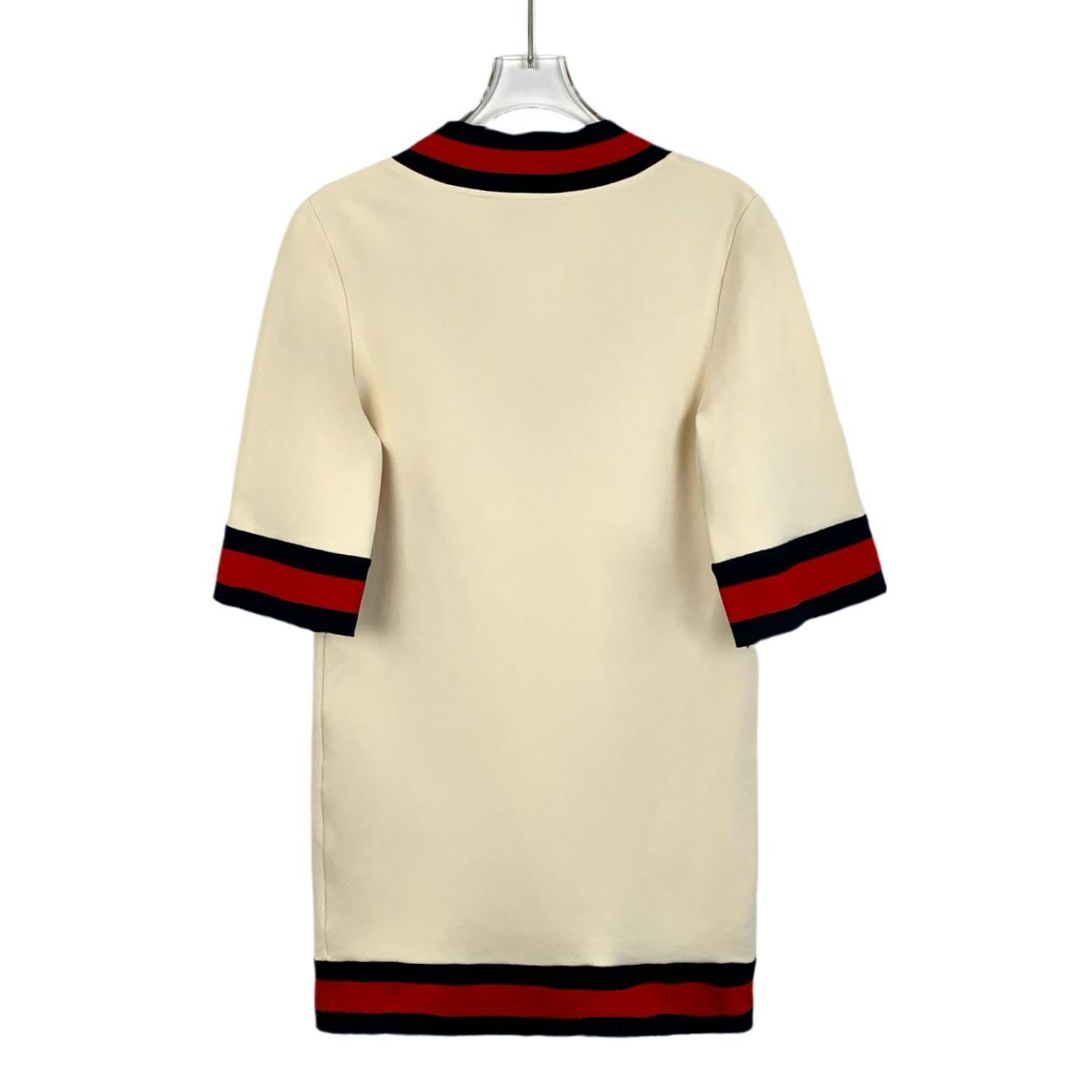 Gucci Gucci Beige Striped V-Neck Short-Sleeved Dress (Size M) Size M / US 6-8 / IT 42-44 - 9 Thumbnail