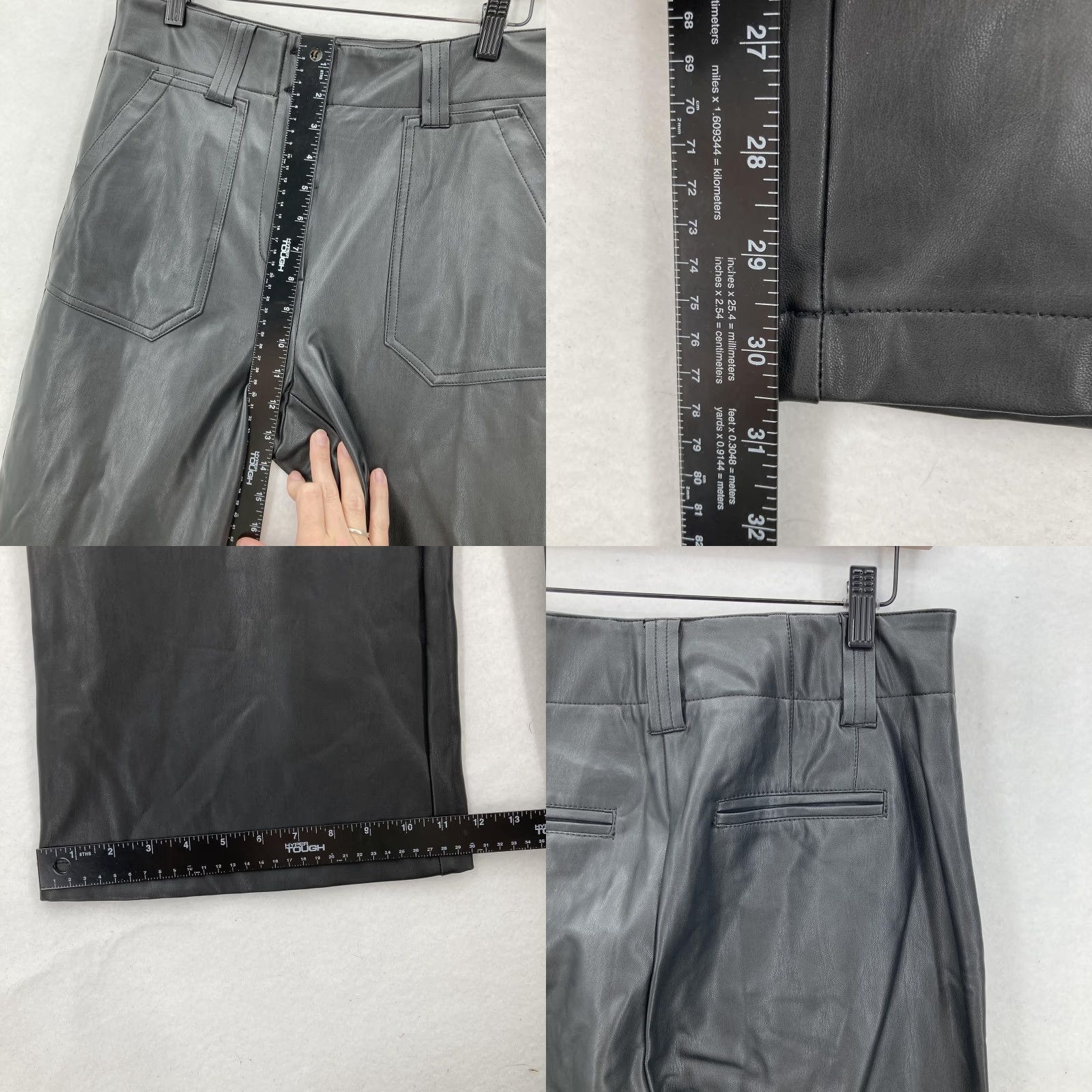Vintage Maeve Anthropologie Pants Womens 6 Black Faux Leather High Rise Wide Leg Moto Size 28" / US 6 / IT 42 - 8 Thumbnail