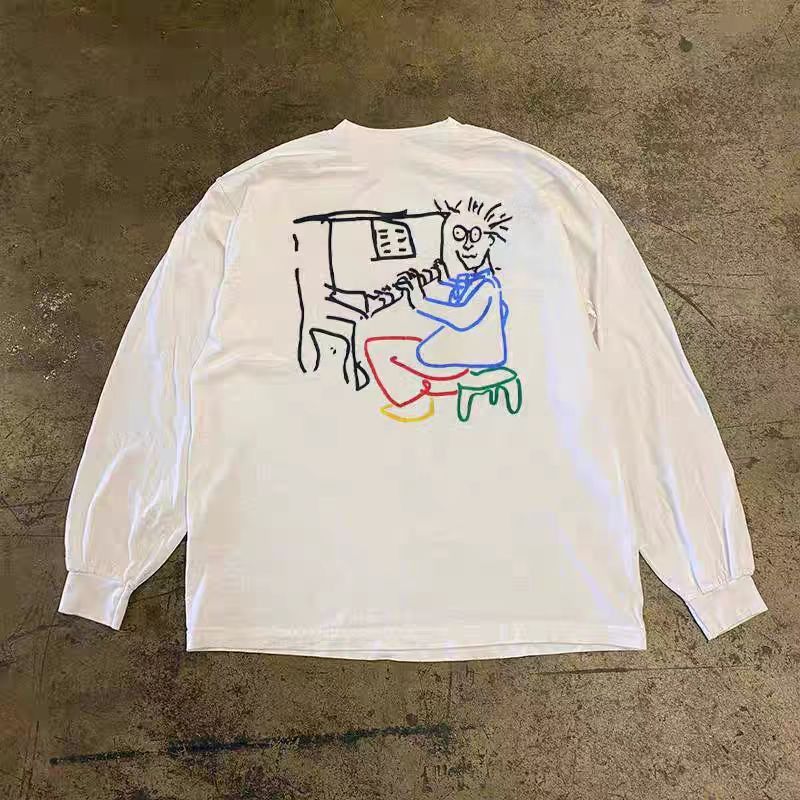 Japanese Brand Street fashion piano pattern white t-shirt Size US L / EU 52-54 / 3 - 1 Thumbnail