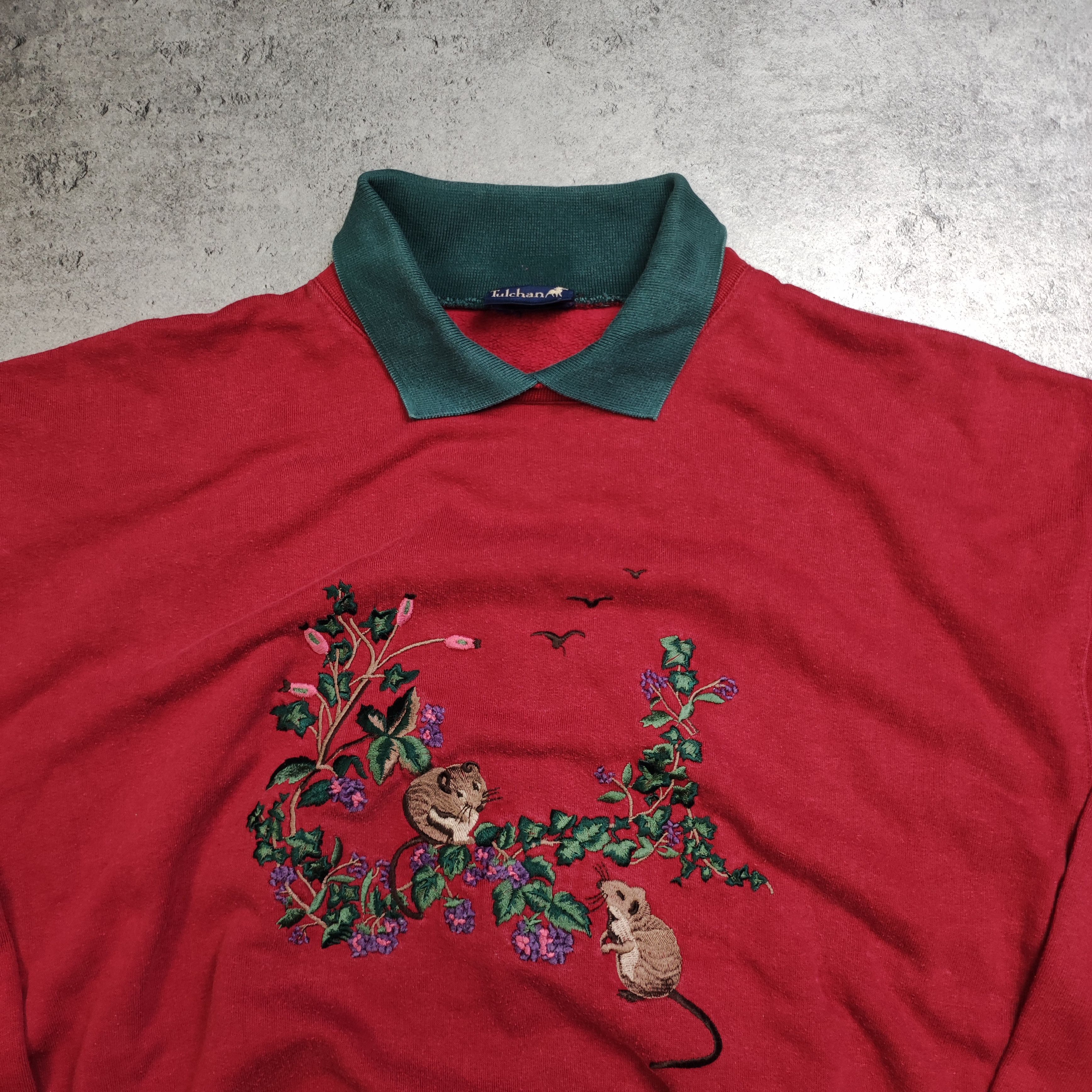 Vintage RARE 90s OG Tulchan Embroidered Mouse Avant Garde Crewneck Size US L / EU 52-54 / 3 - 4 Thumbnail