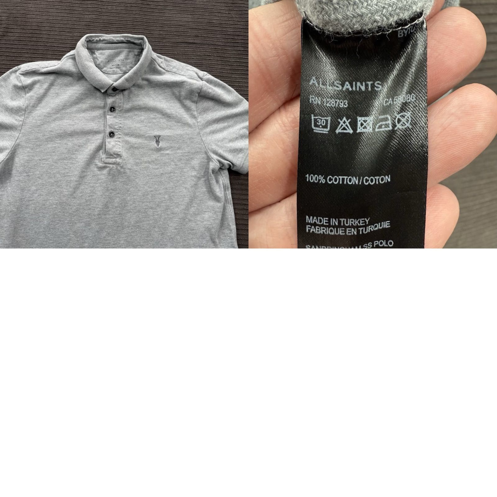 Allsaints VINTAGE is not applicable here. AllSaints Polo Shirt Men M Gray Solid Short Sleeve Button Collar Casual Golf Performance Size US M / EU 48-50 / 2 - 8 Thumbnail