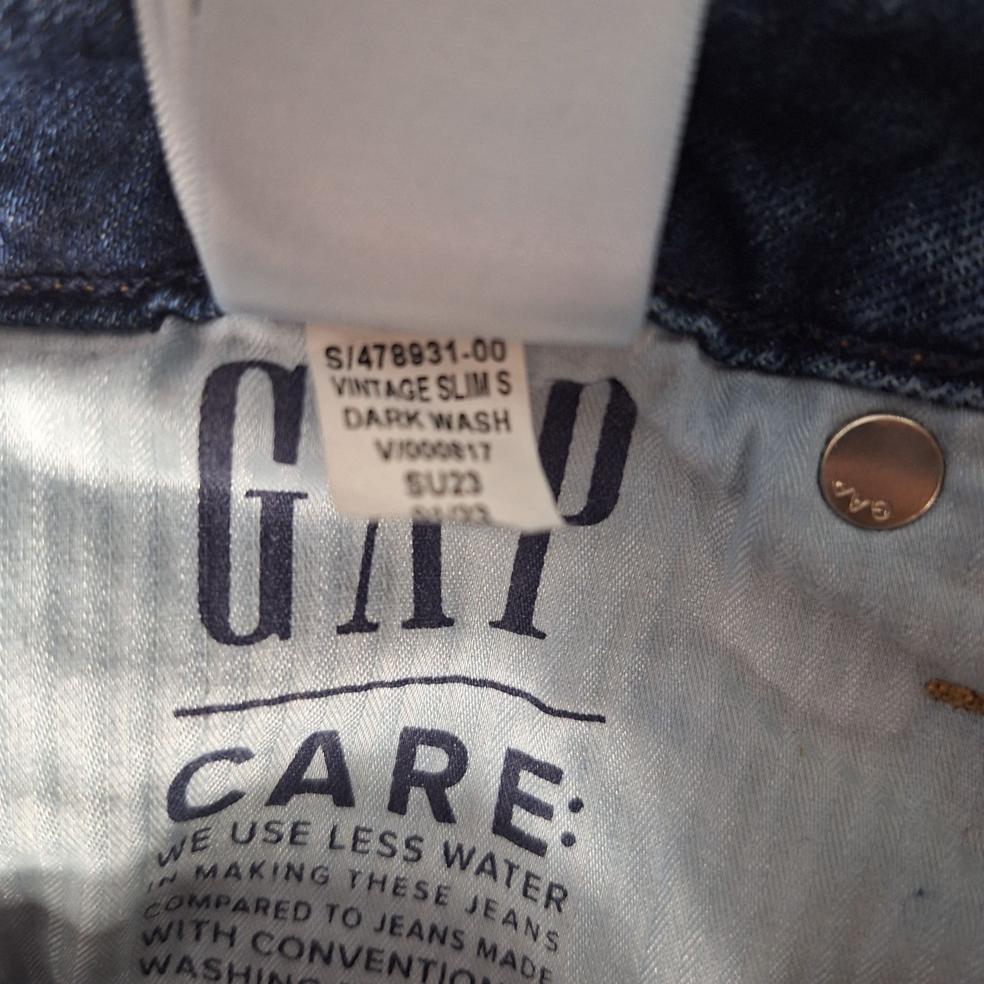 Gap GAP Vintage Slim Sky High Jeans Dark Wash Raw Hem 90s Indie Size 28" / US 6 / IT 42 - 6 Thumbnail