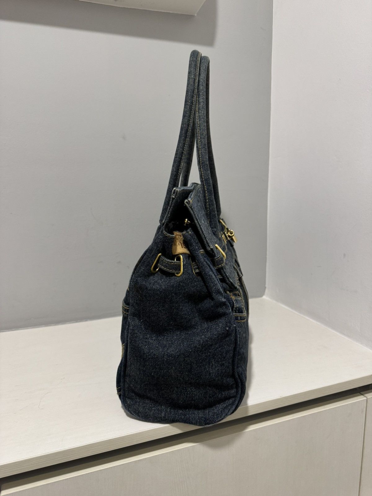 Handmade VINTAGE JEEP DENIM HANDMADE BIRKIN STYLE HANDBAG Size ONE SIZE - 4 Thumbnail