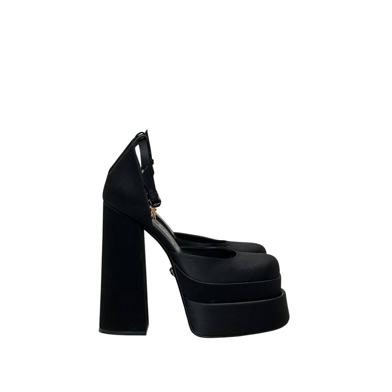 Versace Versace La Medusa Crystal Satin Block Heel Pumps Sz 38 Size US 8 / IT 38 - 2 Thumbnail