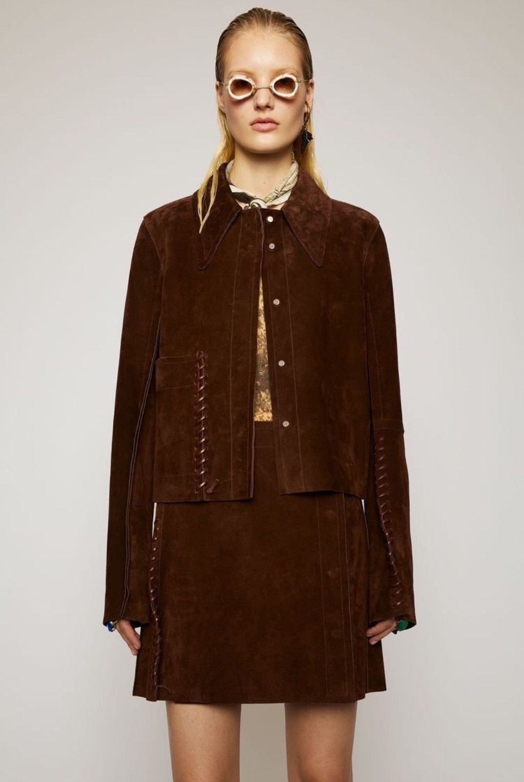 Acne Studios Acne Studios Suede Skirt - Chocolate Size 24" / US 00 / IT 34 - 8 Thumbnail