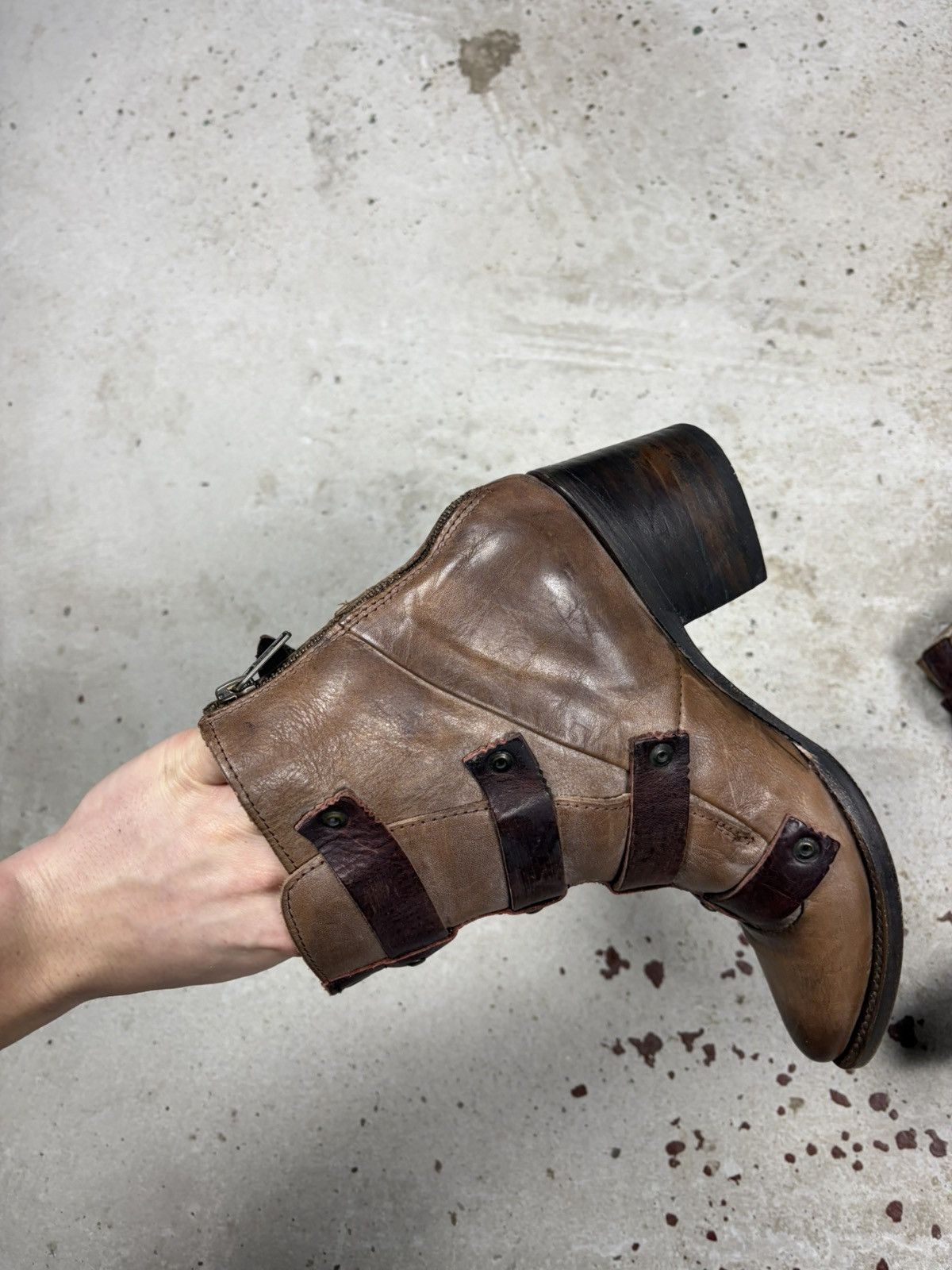 FREEBIRD Freebird by Steven Tate Stone Ankle Boots Buckle Leather Size US 7 / IT 37 - 7 Thumbnail
