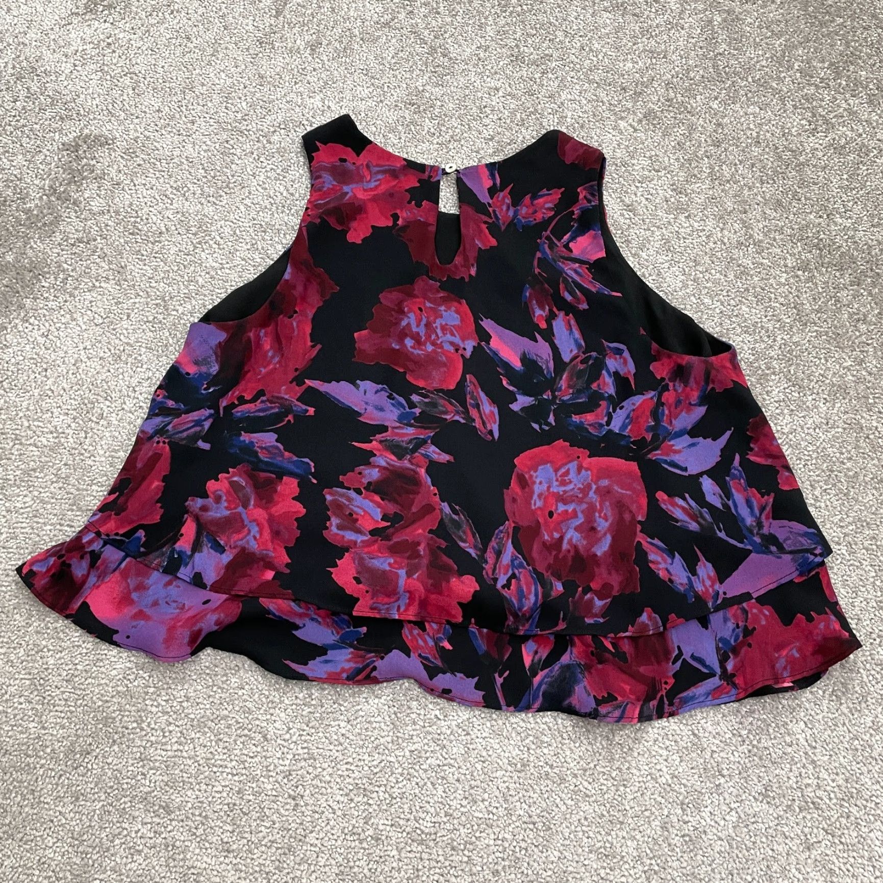 AQUA Aqua By Bloomingdale's Blouse Womens XS Multicolor Floral Sleeveless Layered Top Size XS / US 0-2 / IT 36-38 - 2 Thumbnail