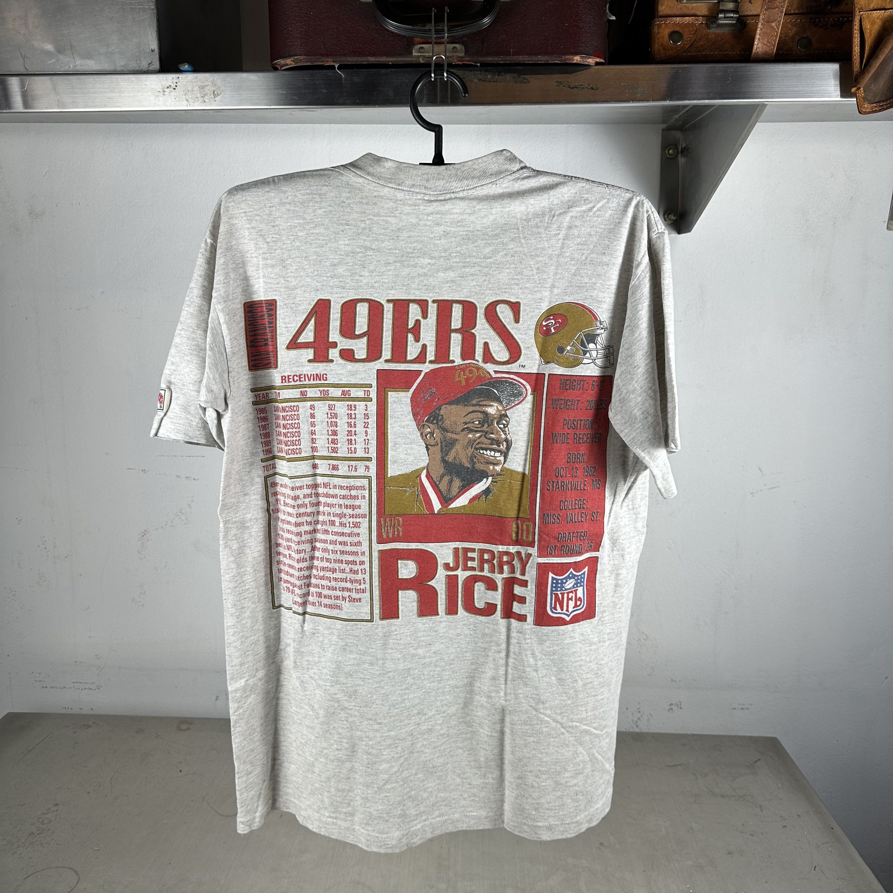Vintage 90s Jerry Rice San Francisco 49ers NFL Nutmeg Card T-shirt Size US L / EU 52-54 / 3 - 3 Thumbnail