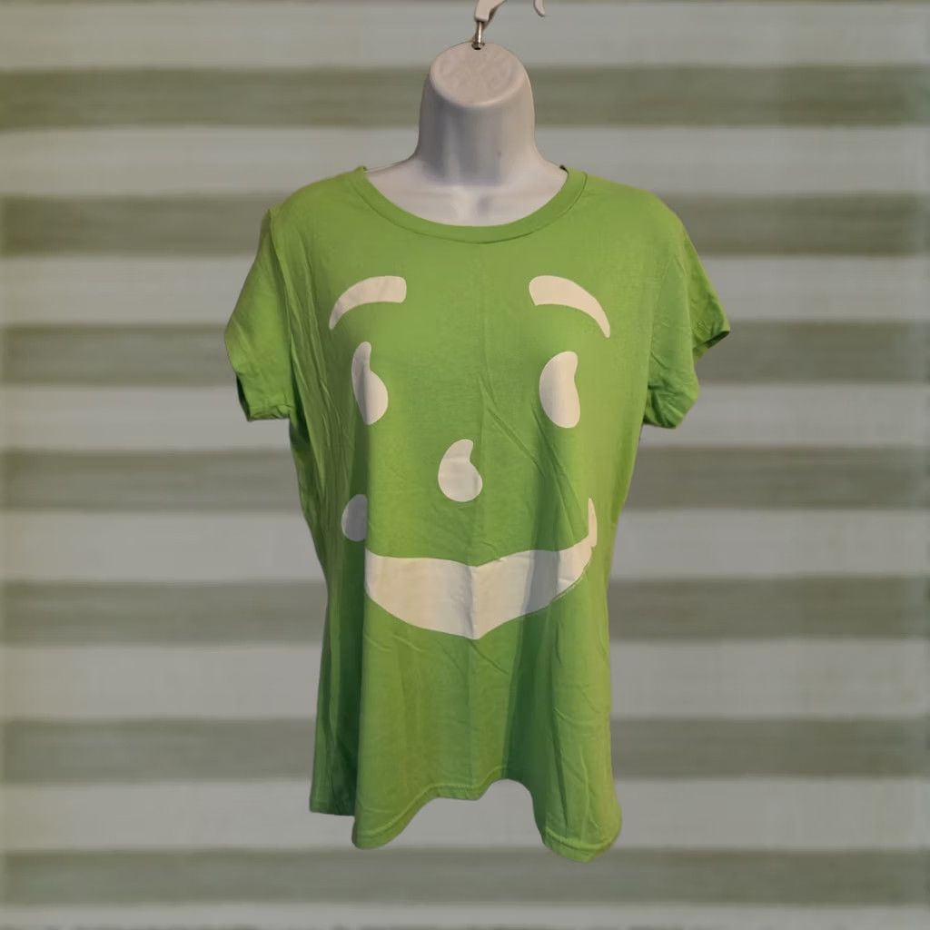 Vintage Kool-Aid T-Shirt Womens Junior's Light Green Drink Crew Neck Short Sleeve 2XL Cap Sleeve Solid 60% Cotton 40% Polyester Size XXL / US 16-18 / IT 52-54 - 1 Thumbnail