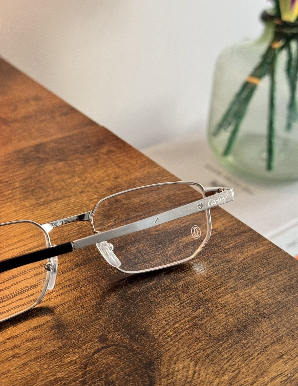Cartier Cartier Santos Rectangle Eyeglasses Silver CT04810 XL Size ONE SIZE - 14 Thumbnail