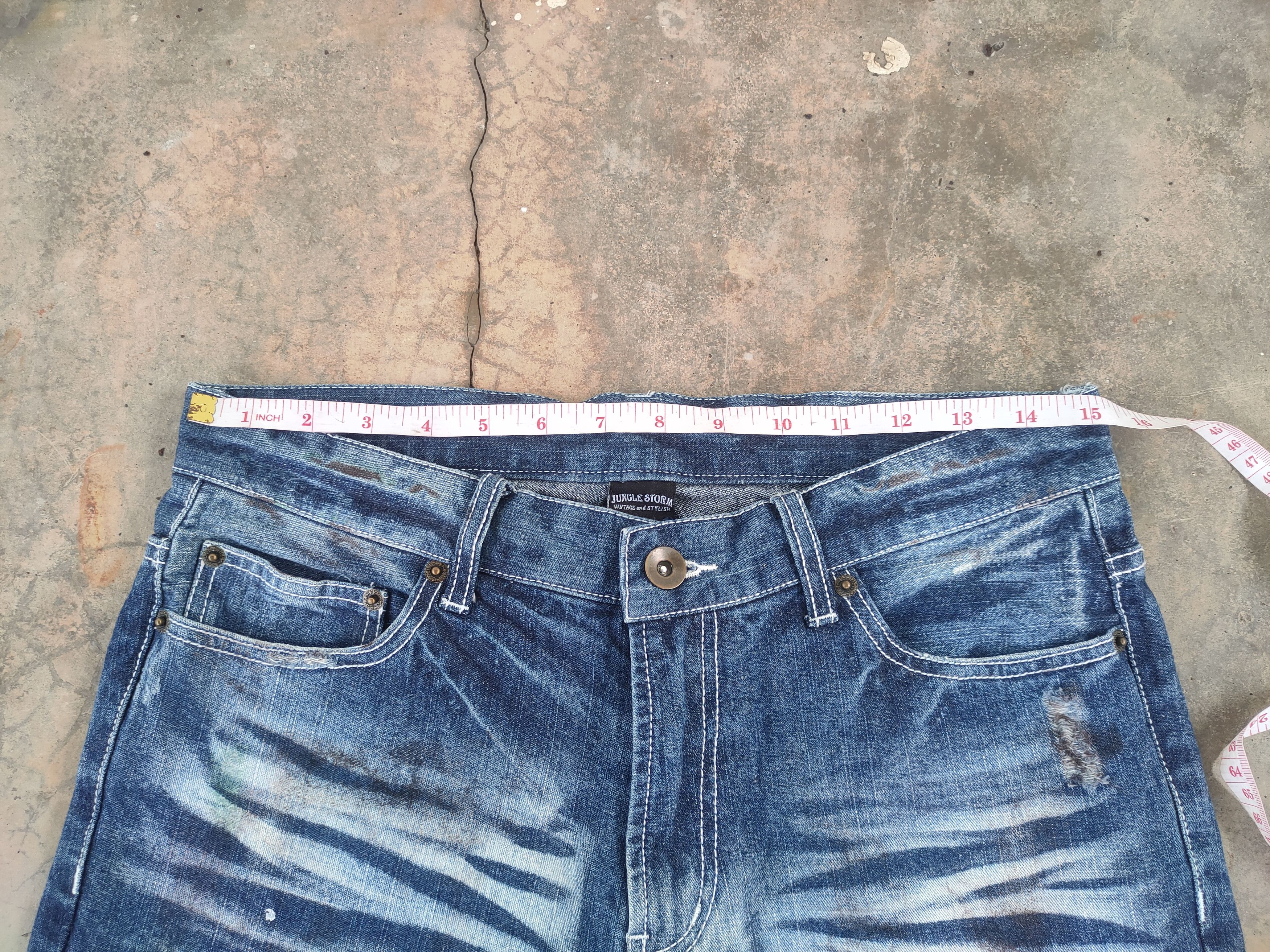 Jungles # VINTAGE STORM FADED DISTRESSED JEANS DENIM PANTS Size US 30 / EU 46 - 6 Thumbnail