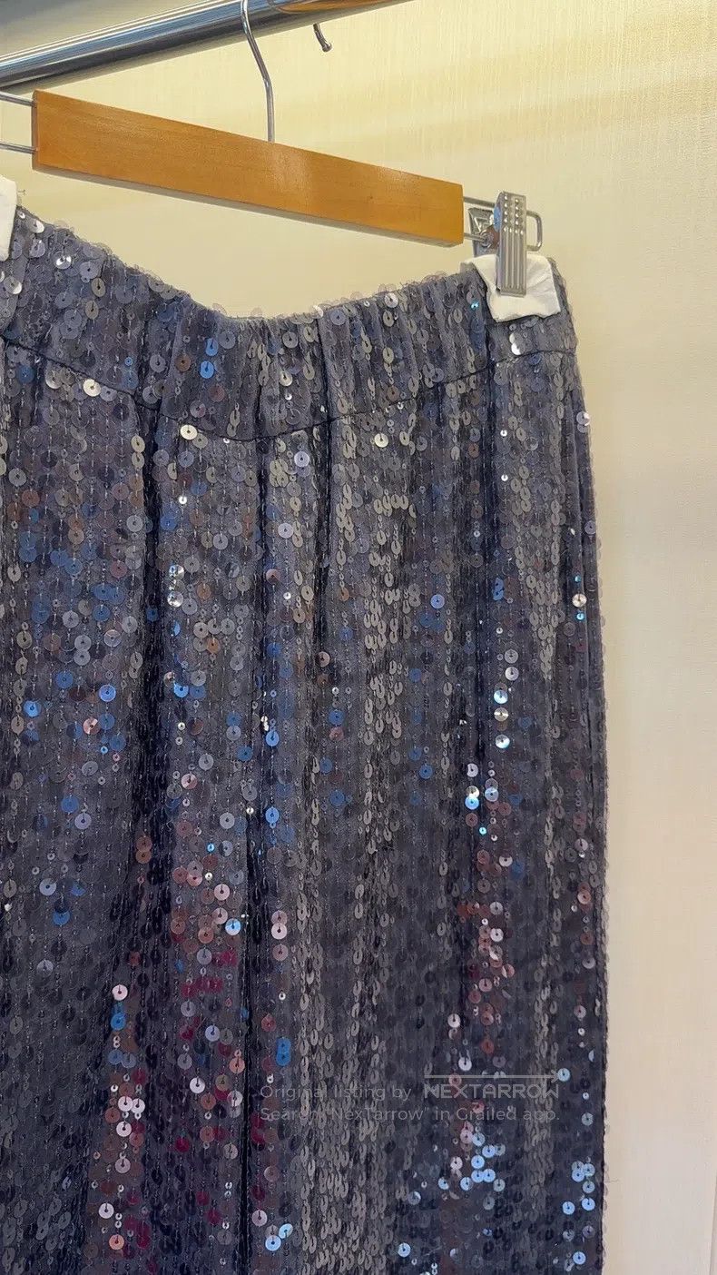 Brunello Cucinelli Brunello Cucinelli Sequined Silk Wide Leg Trousers Size 26" / US 2 / IT 38 - 5 Thumbnail
