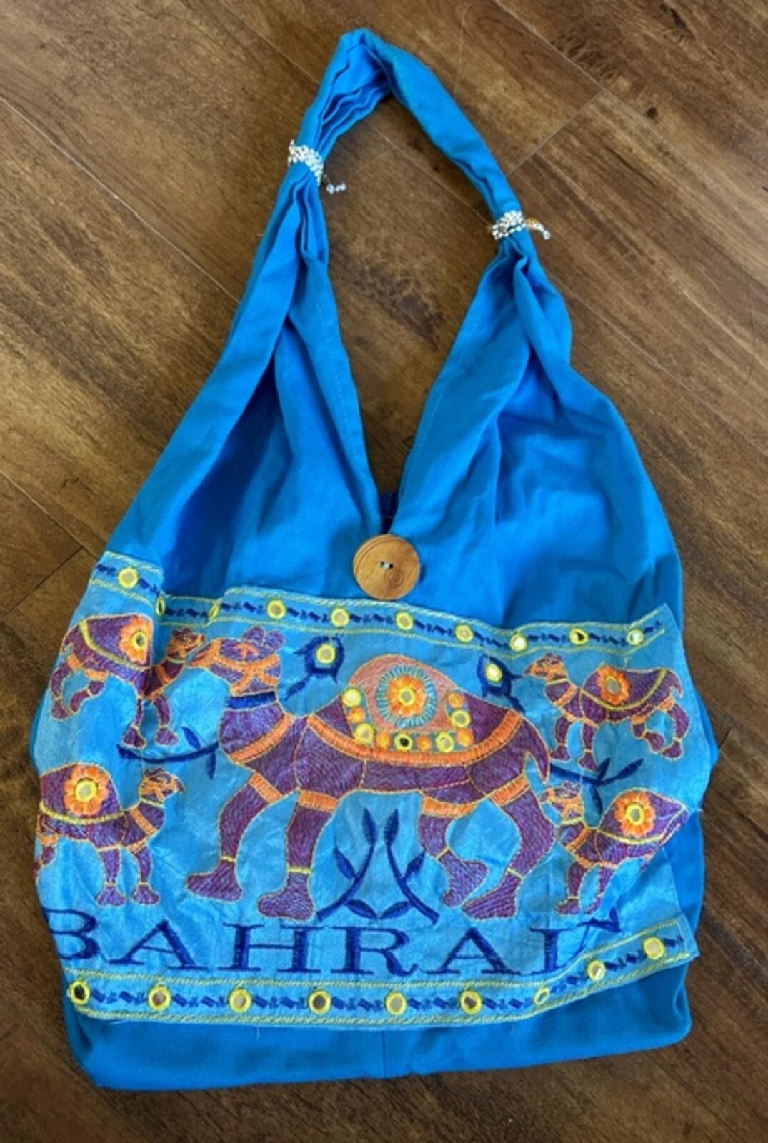 The Unbranded Brand Blue Embroidered Elephant Fabric Shoulder Bag Bahrain Size ONE SIZE - 1 Thumbnail