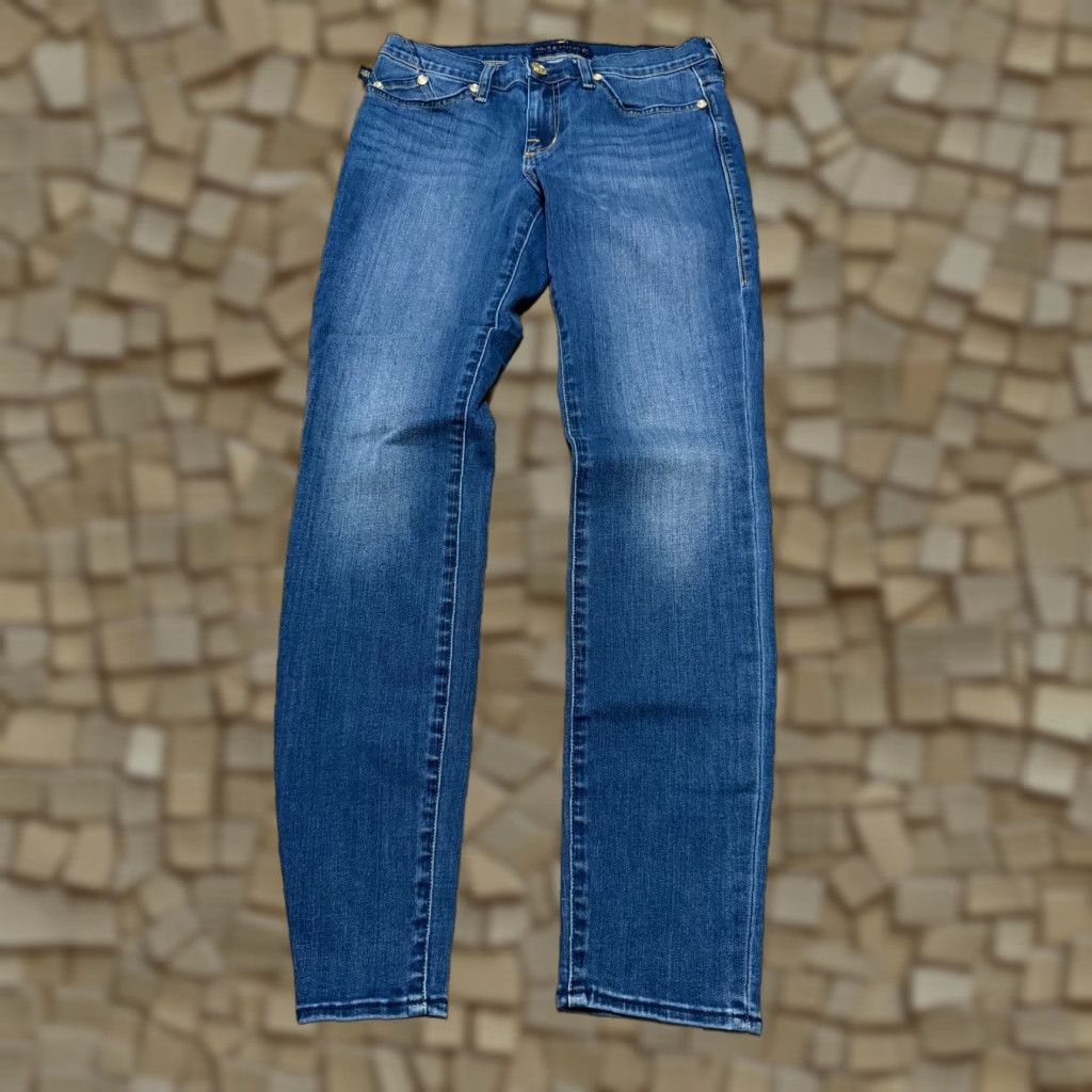 Vintage Rock & Republic Jeans Woman 8 Blue Denim Skinny Mid Rise Pockets 5-Pocket Design Inseam 29in Regular Fall Winter Spring Summer Mens Womens Girls Boys Size 30" / US 8 / IT 44 - 1 Thumbnail