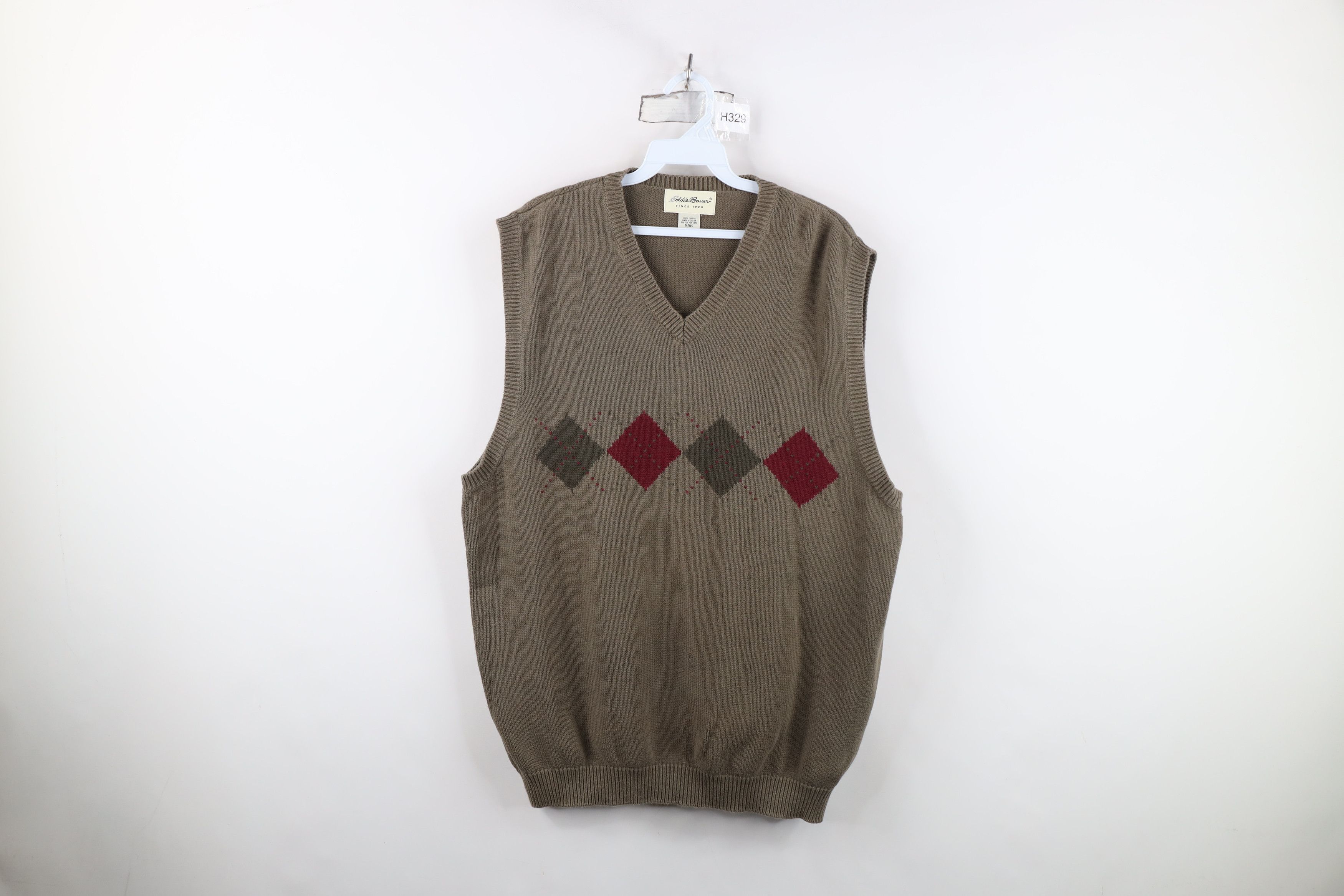 Eddie Bauer Vintage 90s Eddie Bauer Diamond Sweater Vest Cotton Japan Size US XL / EU 56 / 4 - 1 Thumbnail