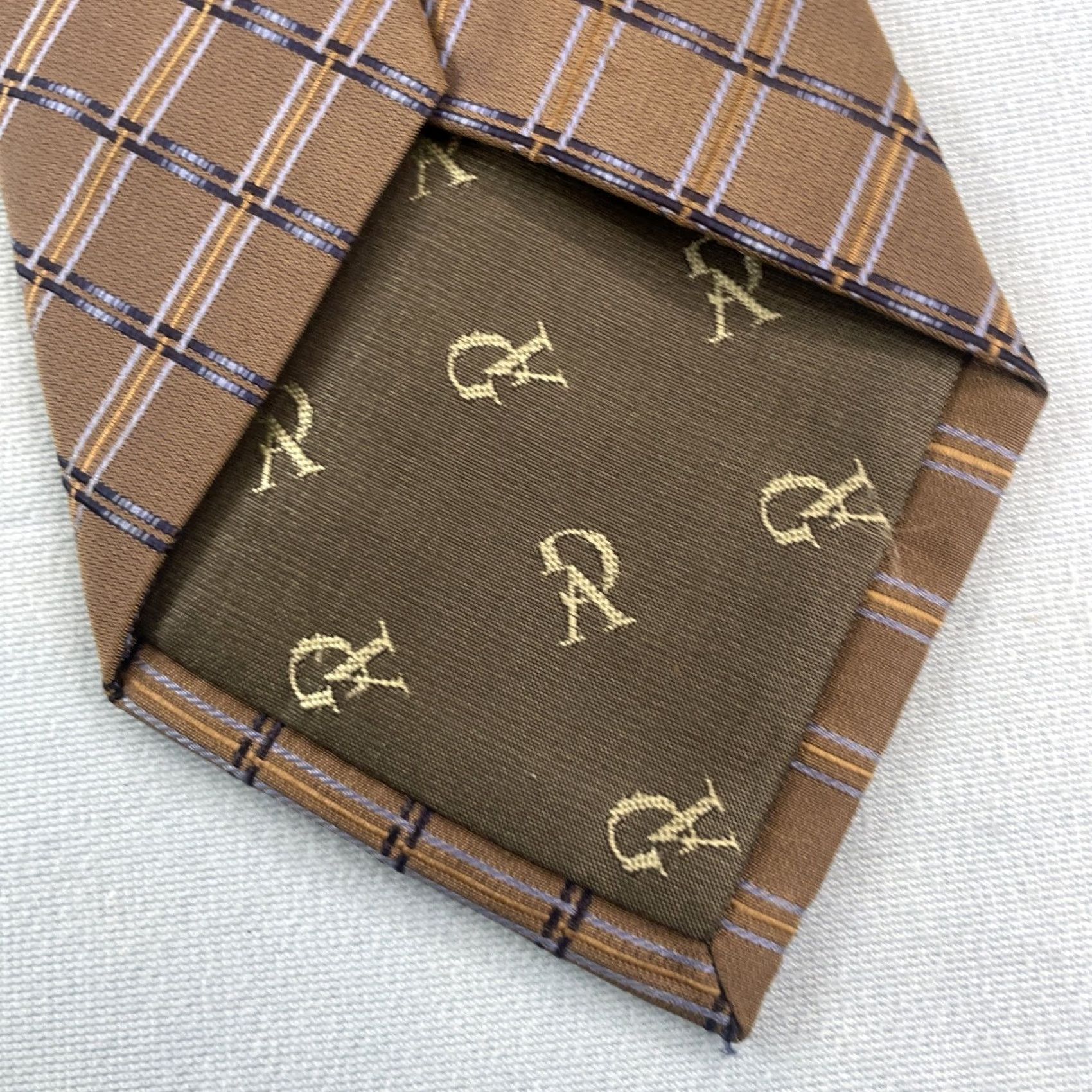 Vintage VINTAGE Valerio Galati Silk Tie Brown Plaid Western Capsule Wide vtg 90s 4x59" Men's Tie Size ONE SIZE - 7 Thumbnail