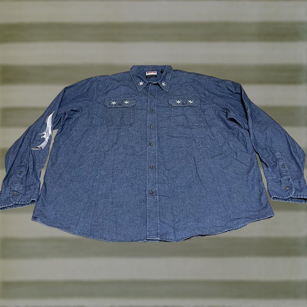 Wrangler VINTAGE Wrangler Comfort FLEX Men's 3XL Long Sleeve Button-Up Shirt Embroider Knives Size US XXL / EU 58 / 5 - 1 Thumbnail