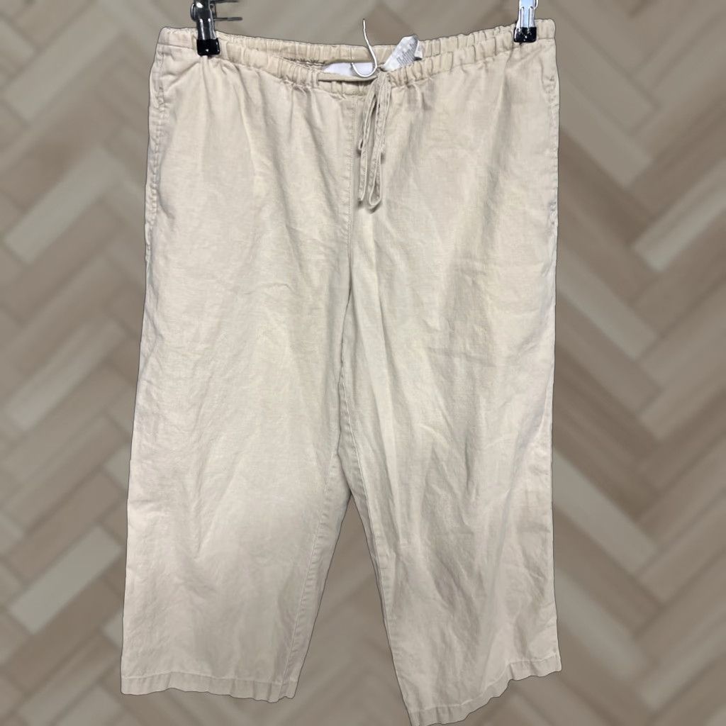 Liz Claiborne Liz Claiborne Beige Linen Pants Women Medium Wide-Leg Chino Elastic Waist Linen Blend Casual Travel 90s (if applicable) Men’s/Women’s? Size 32" / US 10 / IT 46 - 1 Thumbnail
