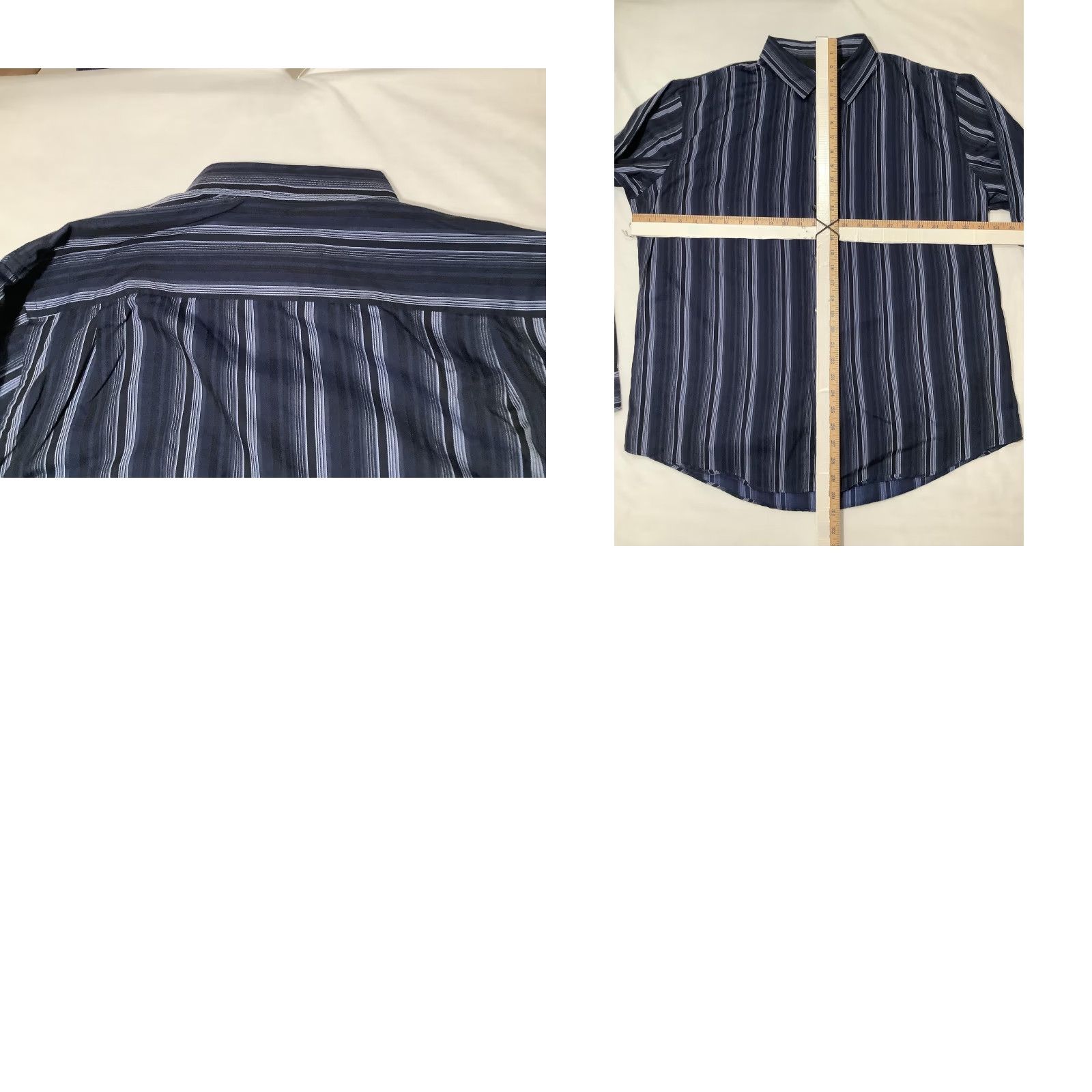 Van Heusen VINTAGE Van Heusen Shirt Mens XL Blue Stripe Long Sleeve Button Front Dress Collared Size 46R - 8 Thumbnail