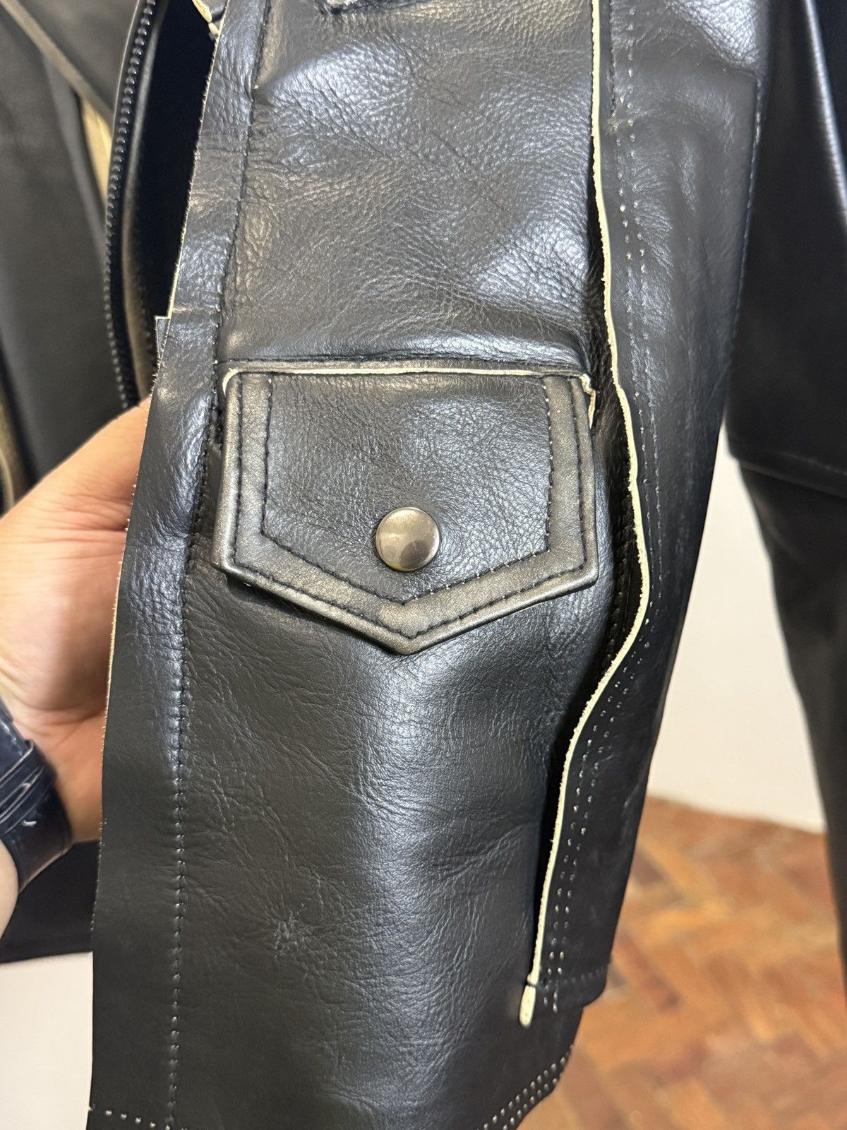 H&M × Maison Margiela Deconstructed Leather Biker Jacket Size XS / US 0-2 / IT 36-38 - 7 Thumbnail