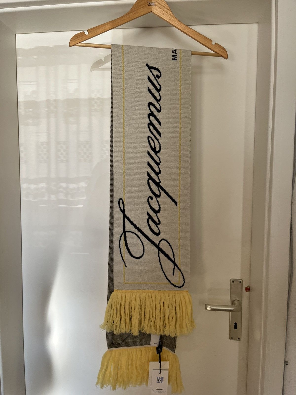 Jacquemus Jacquemus big yellow liga Script font merino wool scarf Size ONE SIZE - 5 Thumbnail