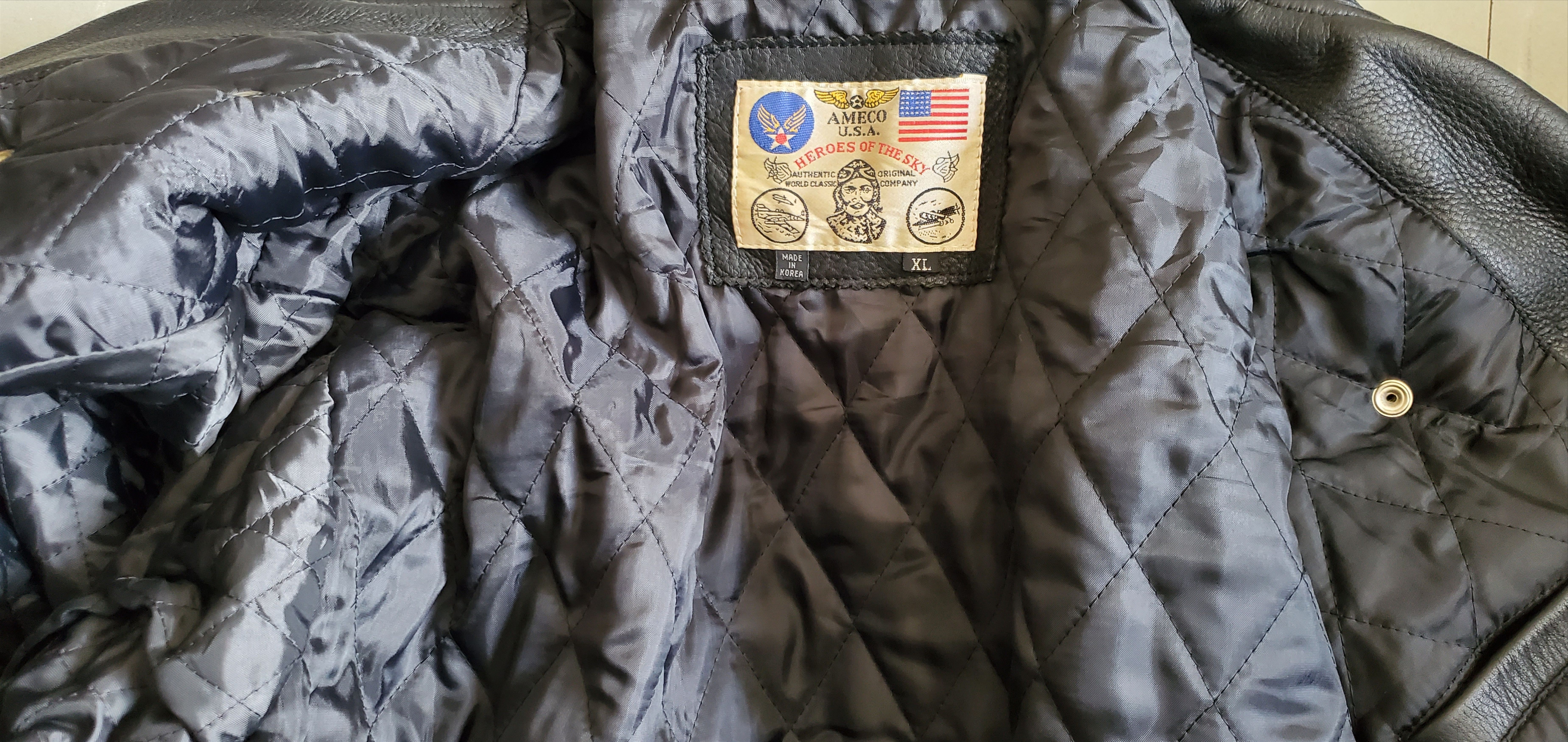 Other Vintage AMECO Black Leather Biker Jacket Size US XL / EU 56 / 4 - 2 Thumbnail