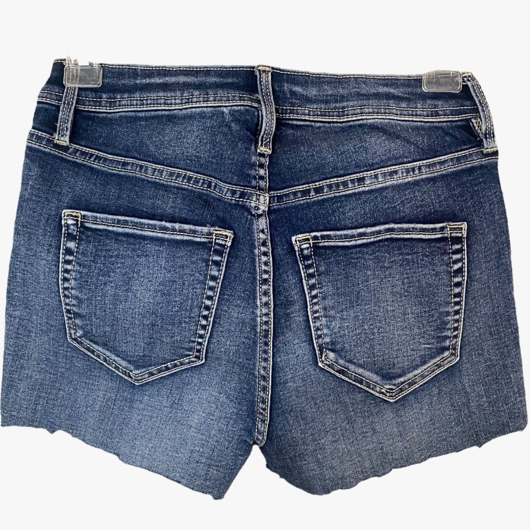 Vintage VINTAGE New York & Co. Lexi Women's Denim Shorts High-Waisted 2 Blue Rhinestone Cut-Off 5-Inch Pockets Size 26" / US 2 / IT 38 - 4 Thumbnail