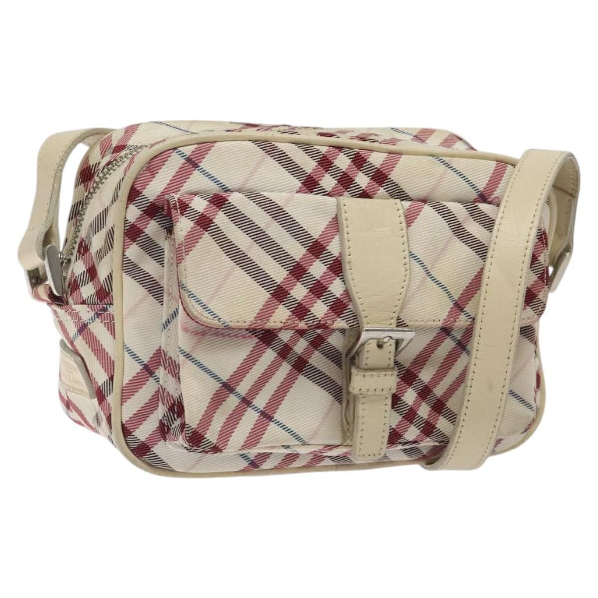 Burberry Nova Check Blue Label Shoulder Bag Nylon Beige Silver Auth 119011 in Beige/Silver, Women's