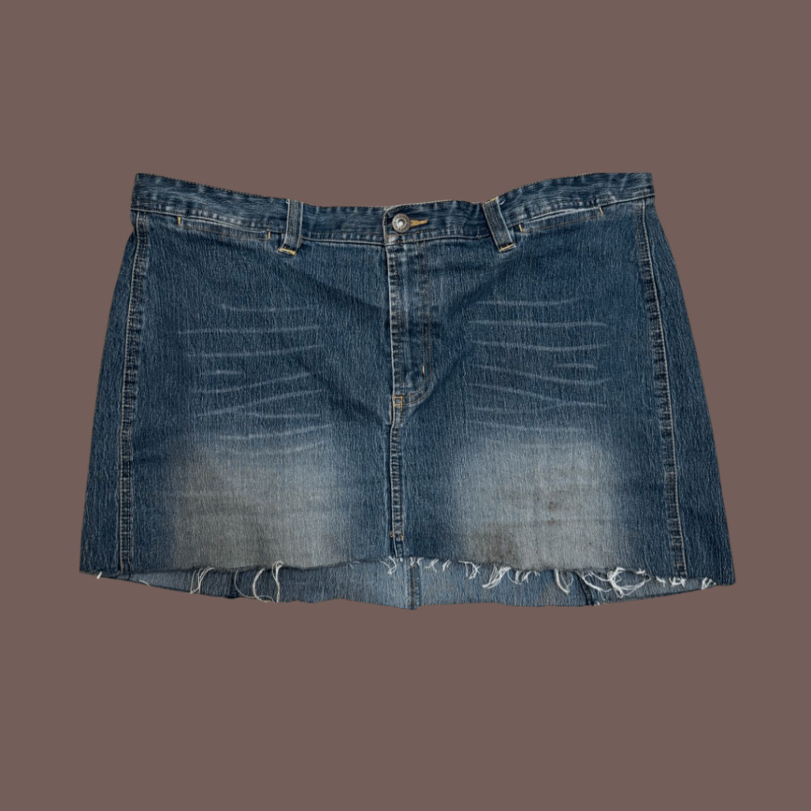 Route 66 VTG Mini Skirt | Route 66 Distressed Denim | Y2K Mall Punk Size 38" / US 16 / IT 52 - 1 Thumbnail