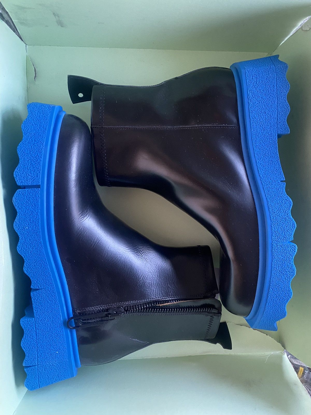 Off-White Off-White Leather Ankle rubber sole (blue) boots Size US 8 / EU 41 - 1 Thumbnail